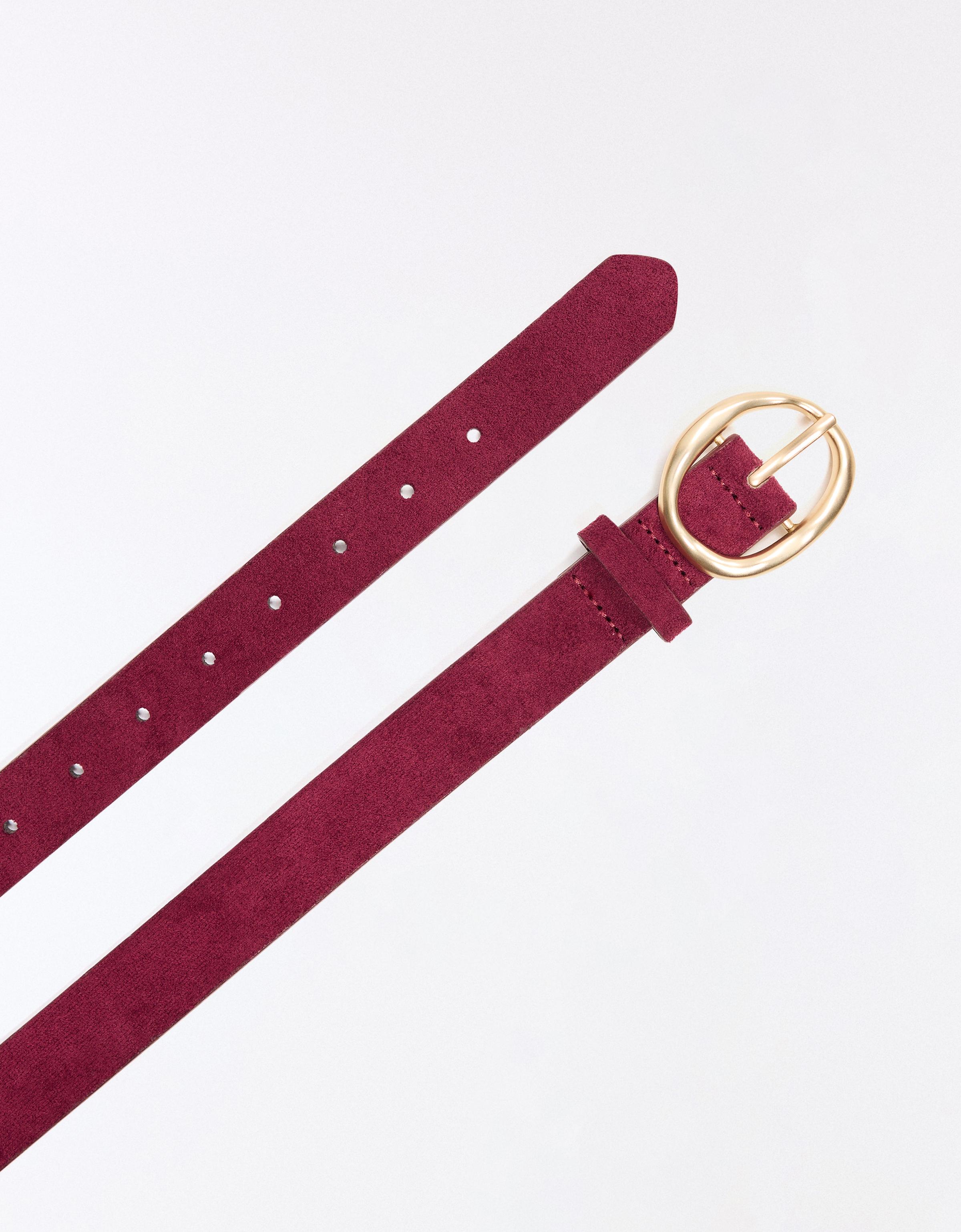 Leather effect belt with buckle — Burgundy