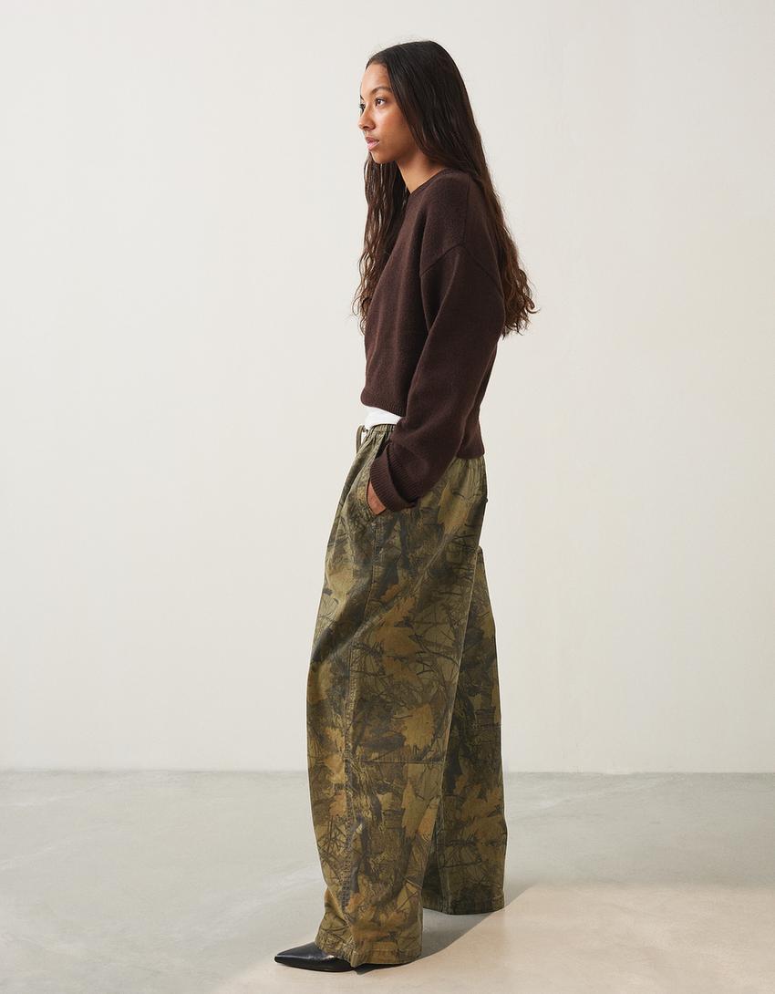 Pantalon cargo parachute-Vert