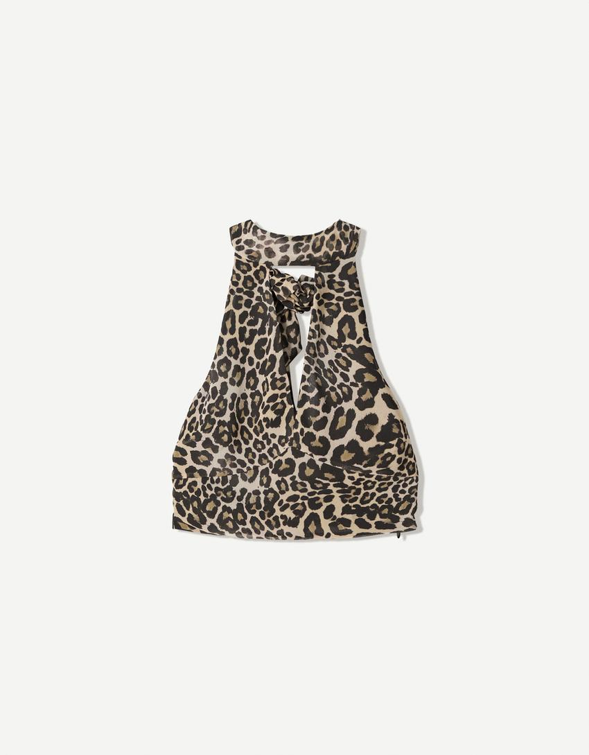 Abito corto in popeline animalier Donna, Fantasia Milano Abito corto in popeline animalier Donna, Fantasia Milano