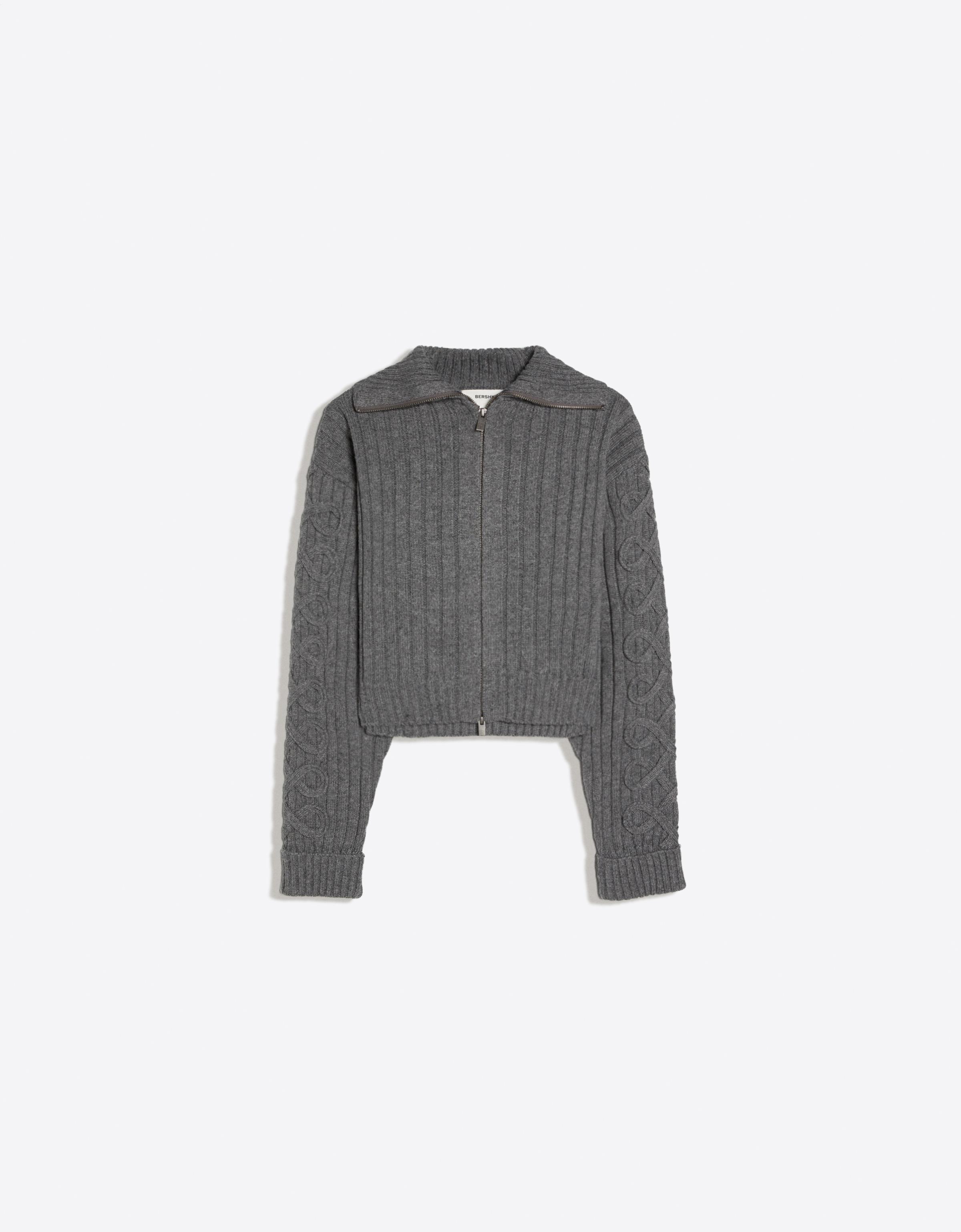 Zip-up knit cardigan - BERSHKA LOVERS - Women