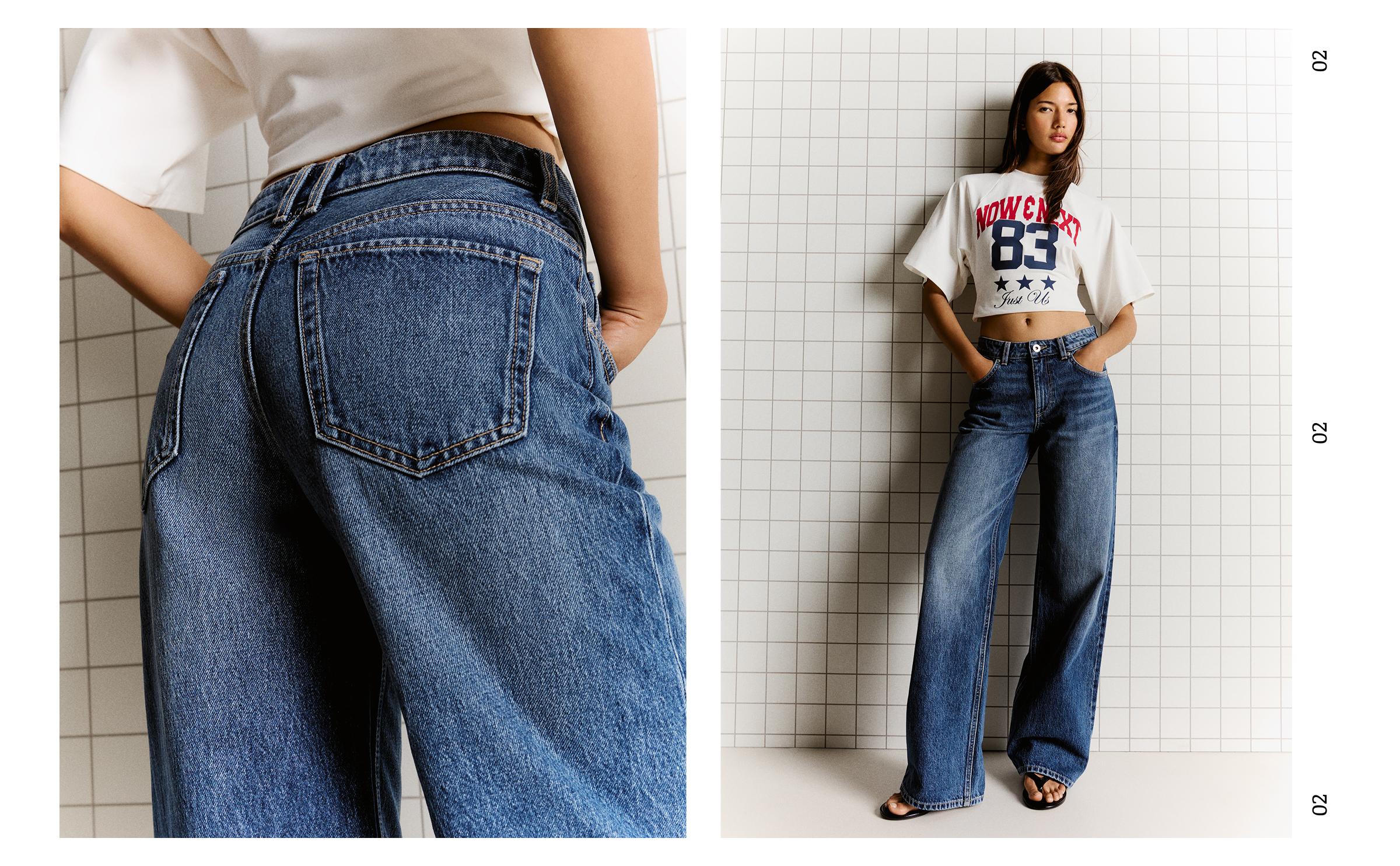 High-waist wide straight-leg jeans — Blue