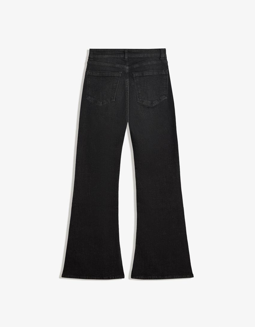 Schlagjeans mit Schlitz-Schwarz-4