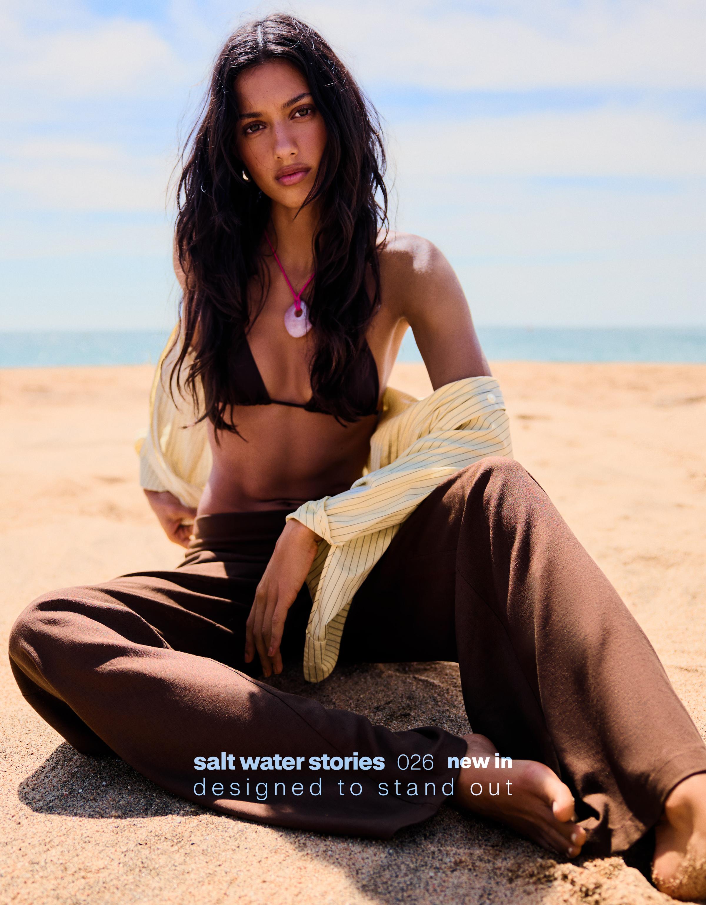 Turn-up waist trousers — Brown