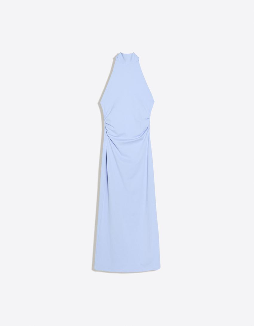 Halter midi dress-Light blue