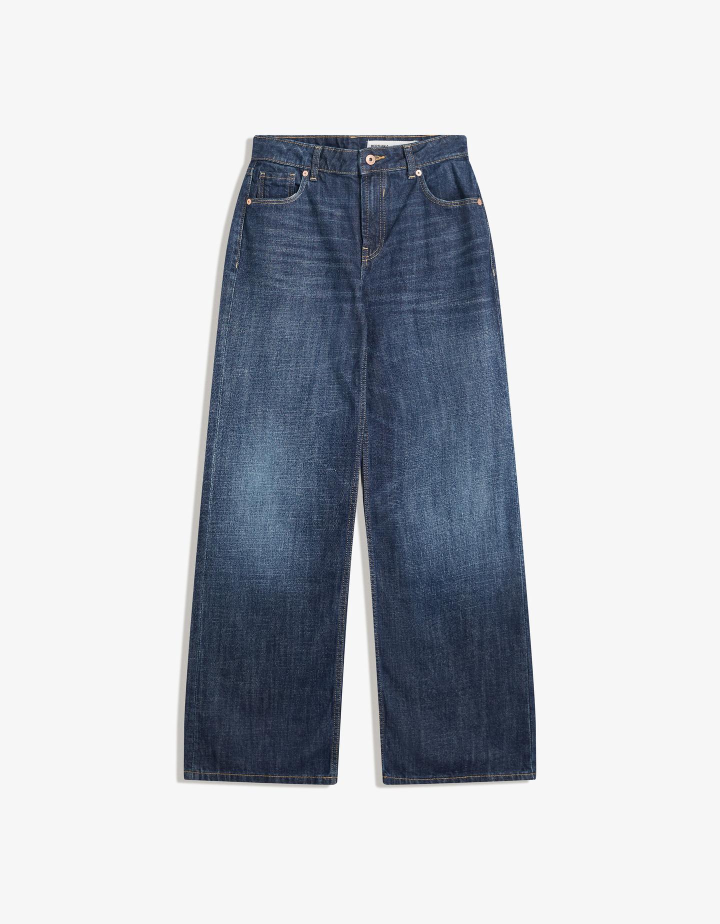 Bershka Jeans Baggy Mujer 34 Azul
