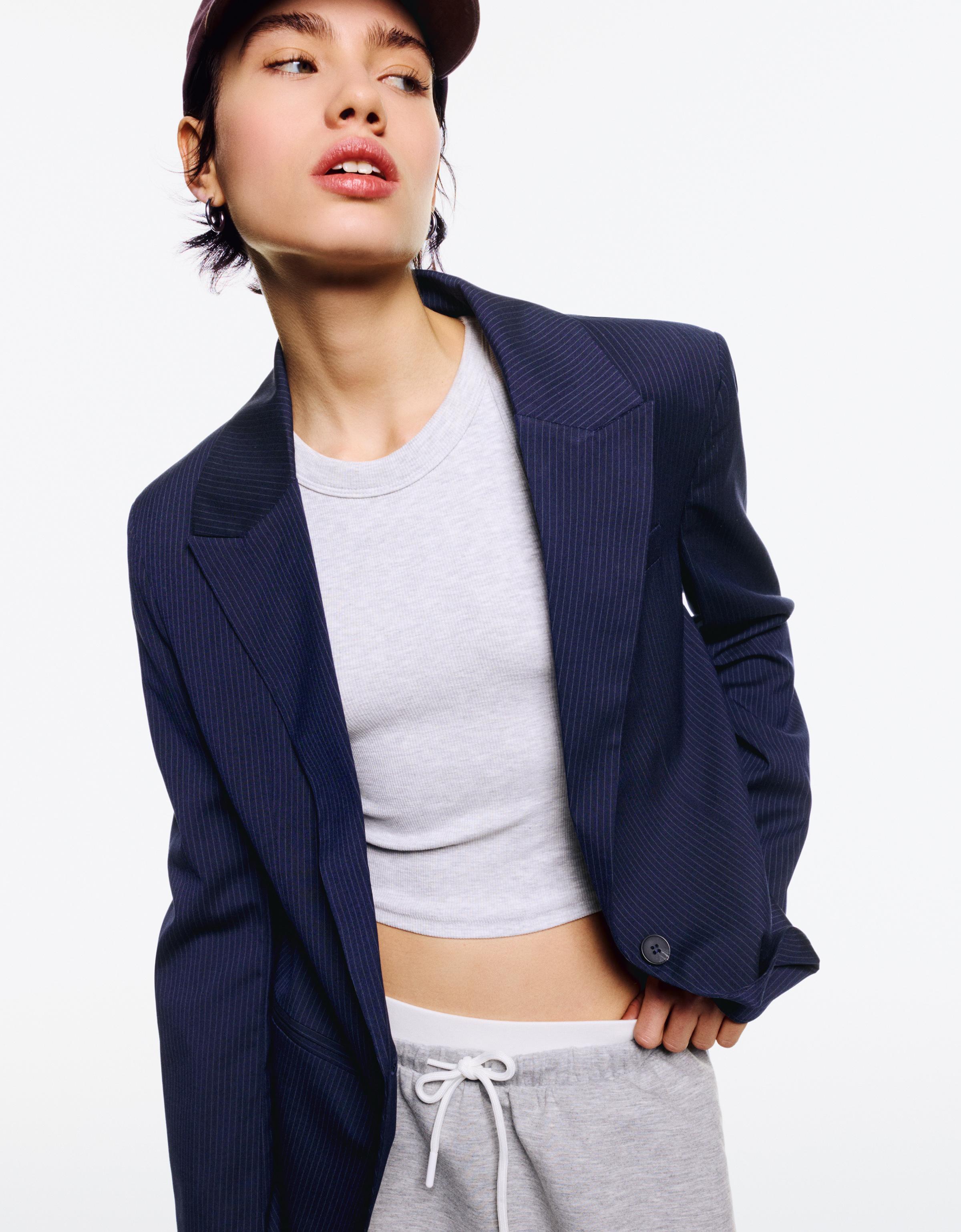 Bershka Blazer Mit Knopf Damen S Marinenblau