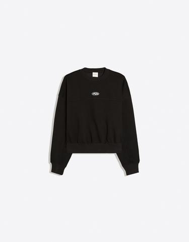 Round neck patch sweatshirt — Black 5