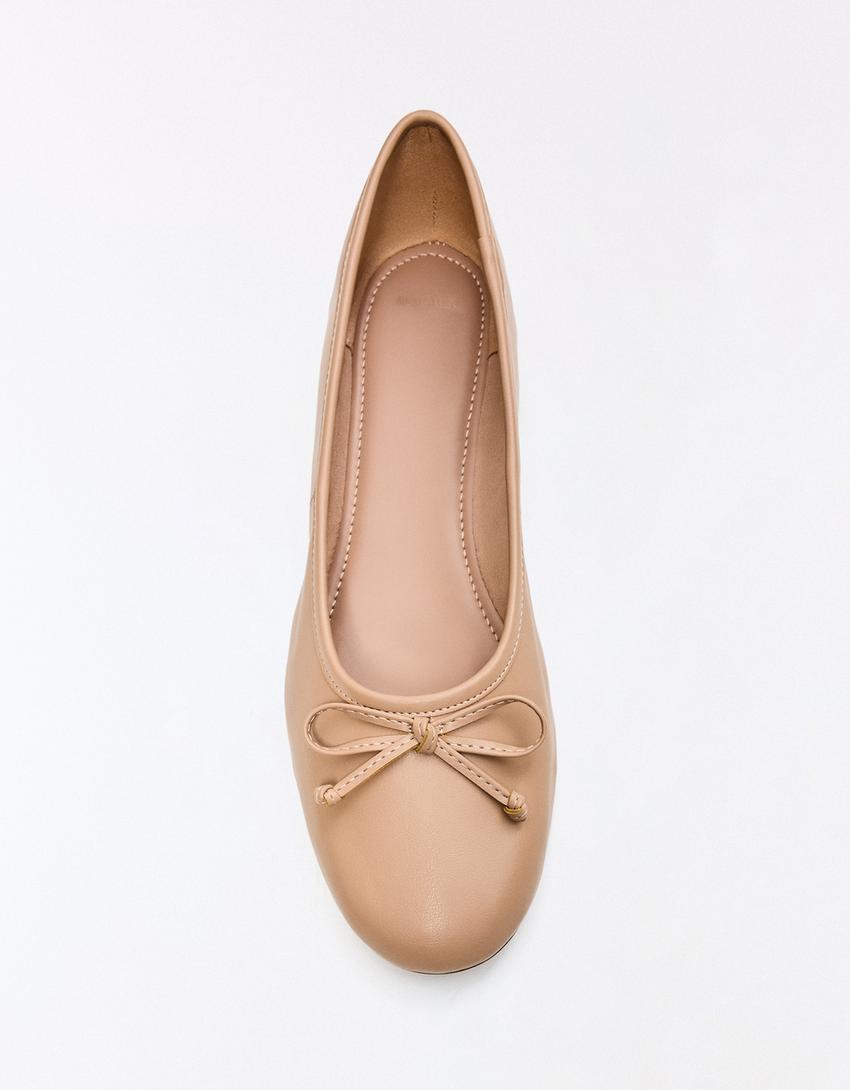 Ballerinas with bow-BEIGE