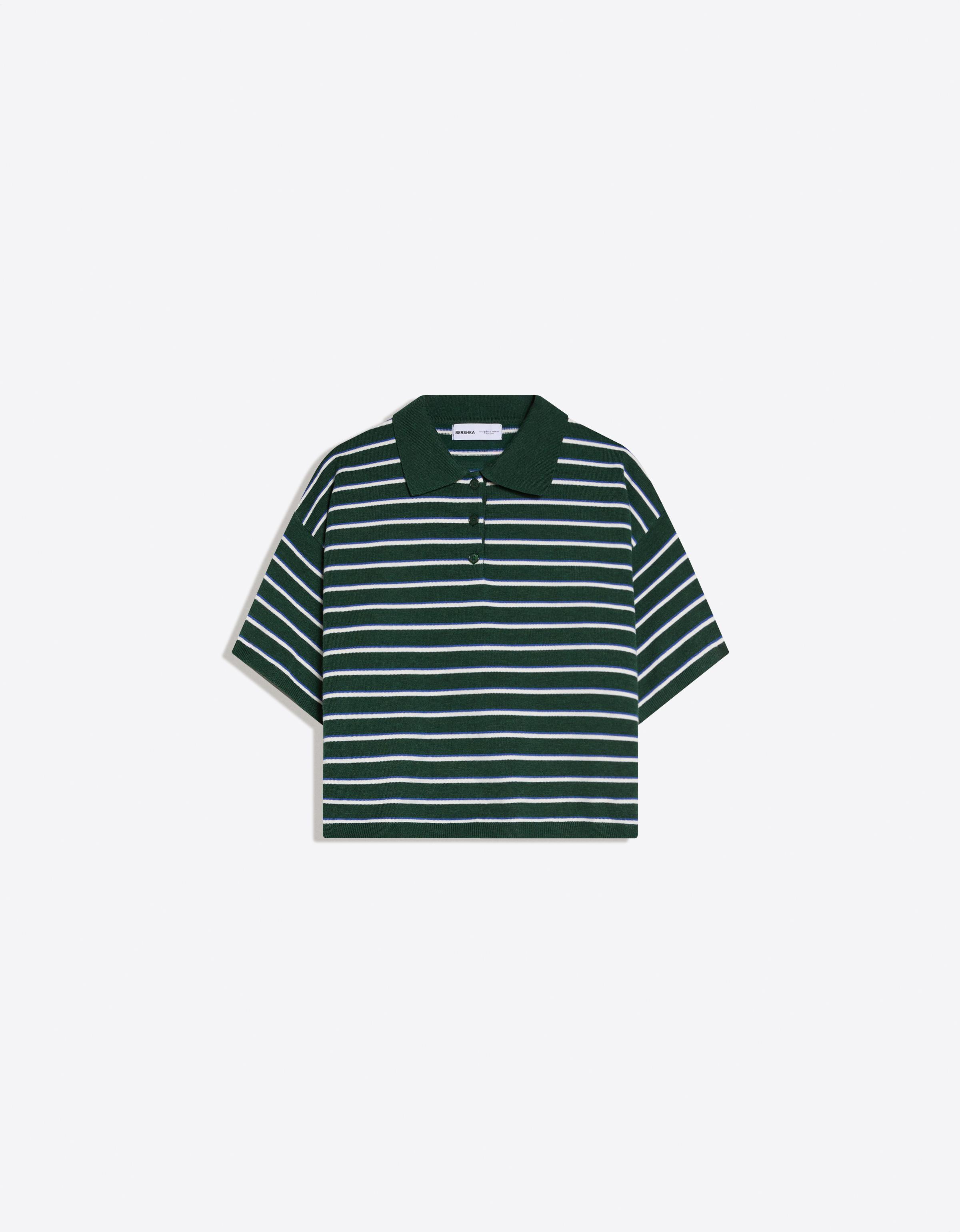 Stripe polo neck jumper