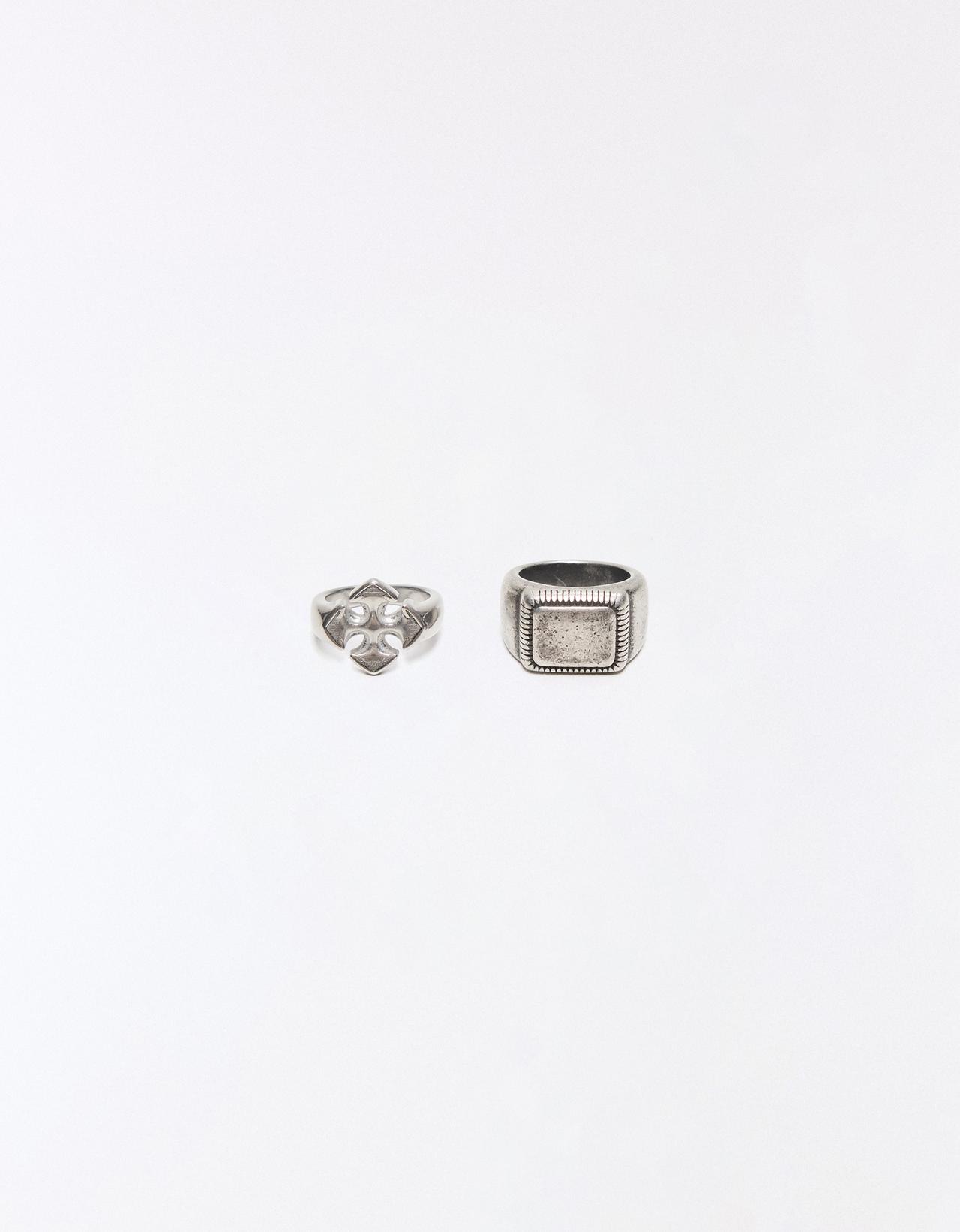 Pack of 2 stainless steel rings — Silver