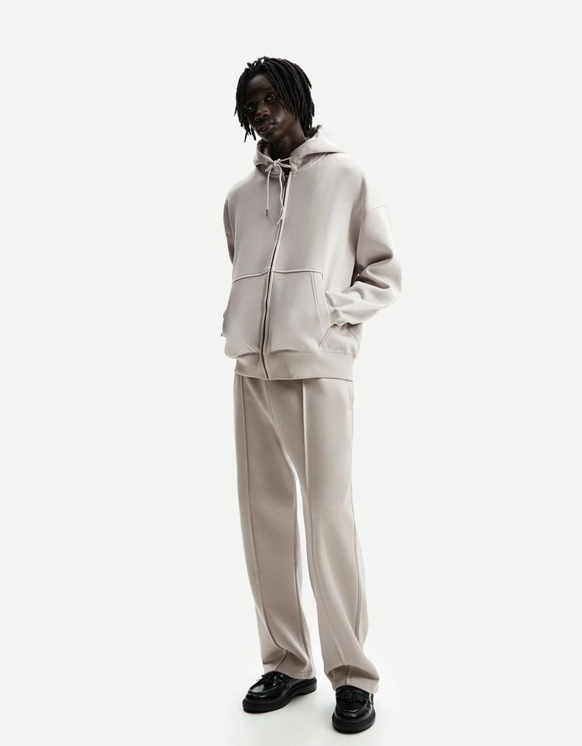 Pantalón wide leg felpa-Gris-2