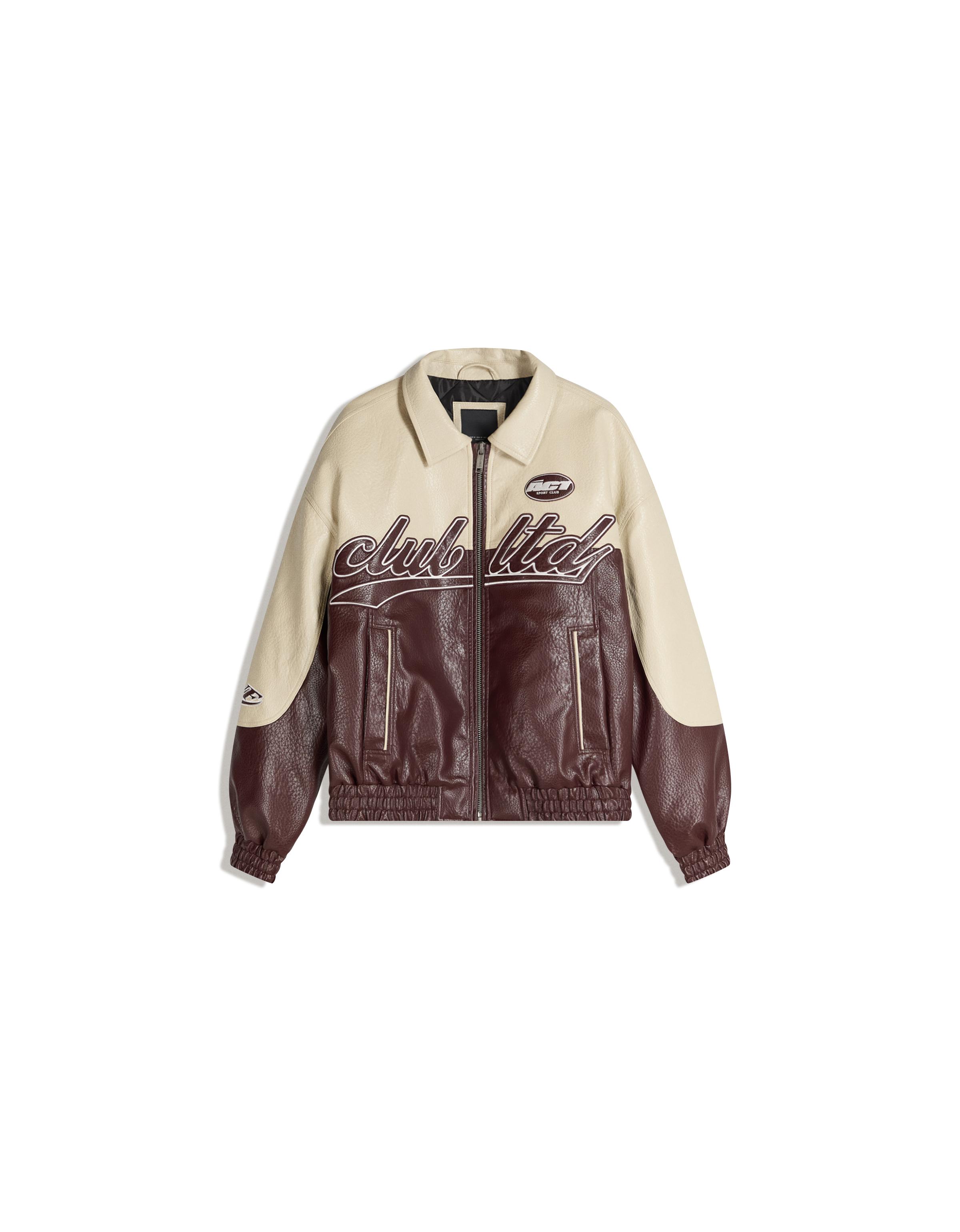 Blok renkli suni deri ceket - Görsel 14