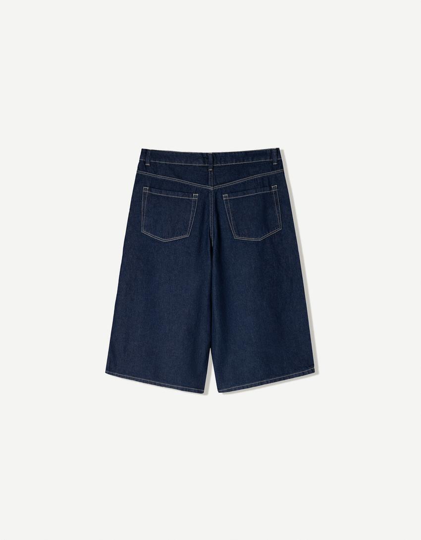 Baggy denim Bermuda shorts