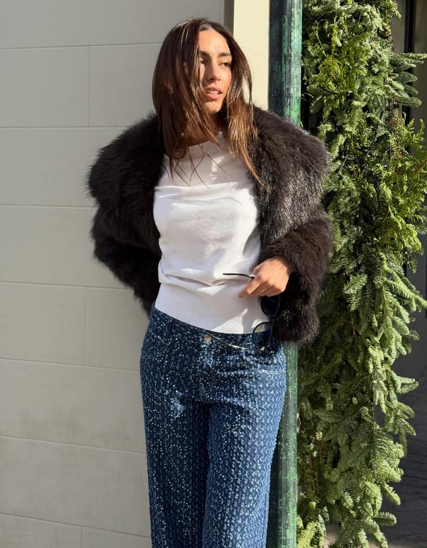 Faux fur jacket-Brown