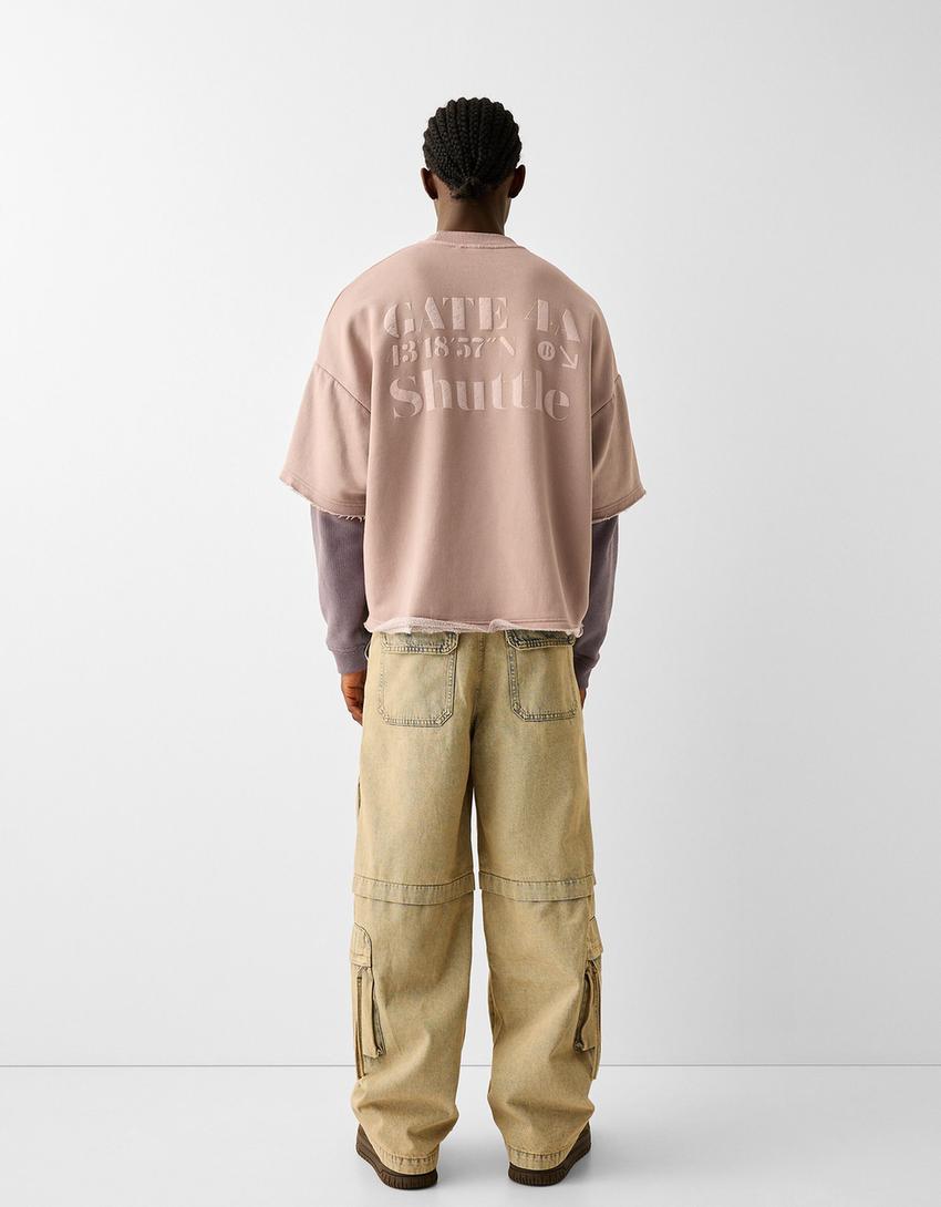 Sweat double manche-Rose-1