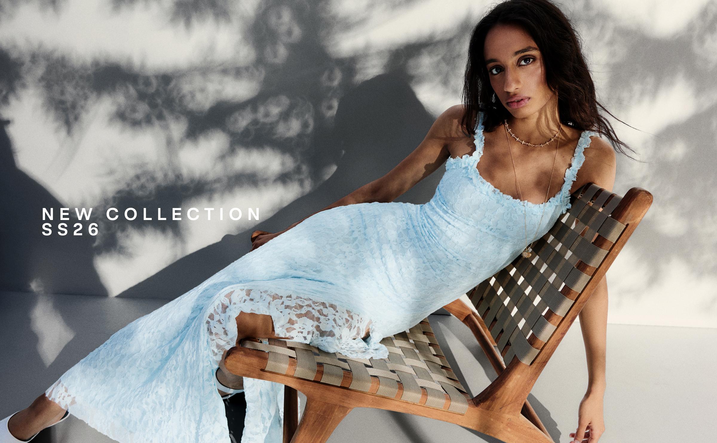 Lace midi dress — Light blue