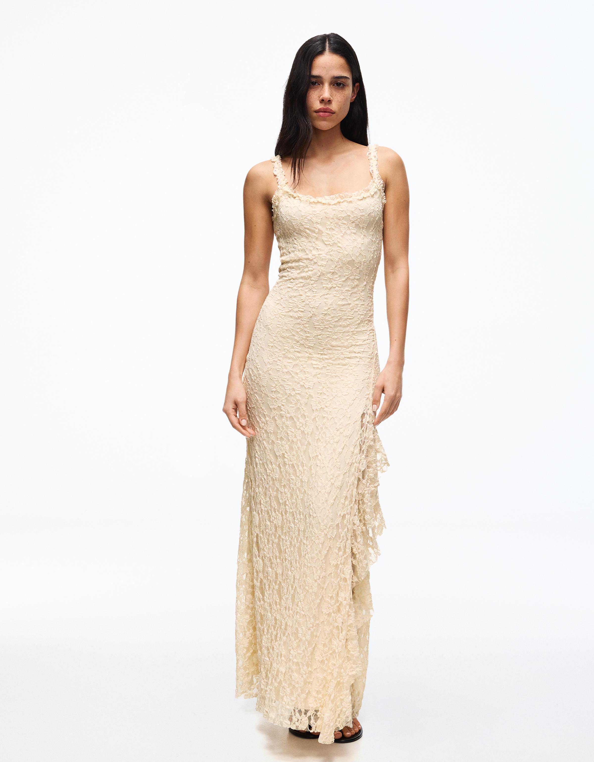 Lace midi dress — Cream