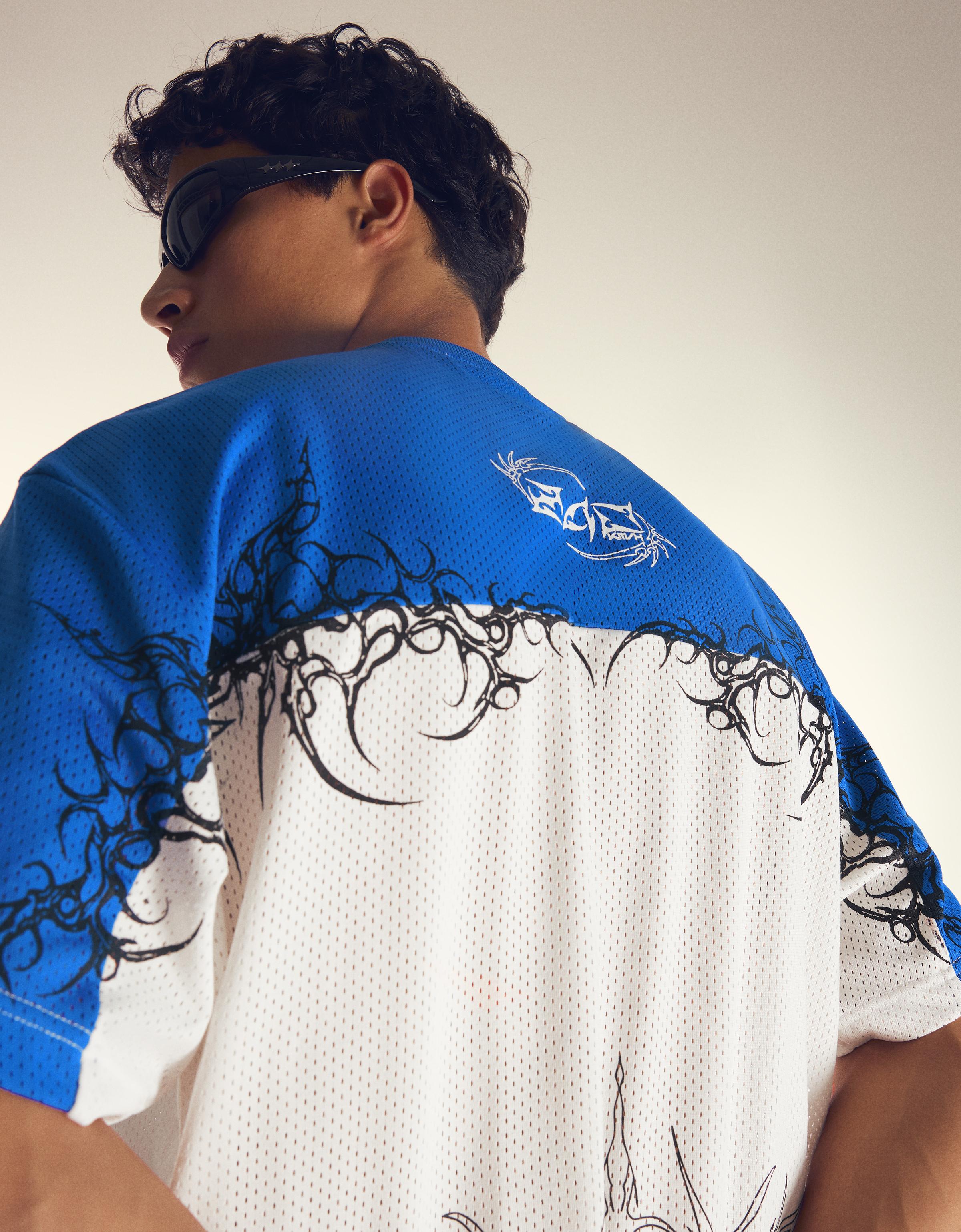 ADRIÁN MILLS short sleeve mesh T-shirt — Blue