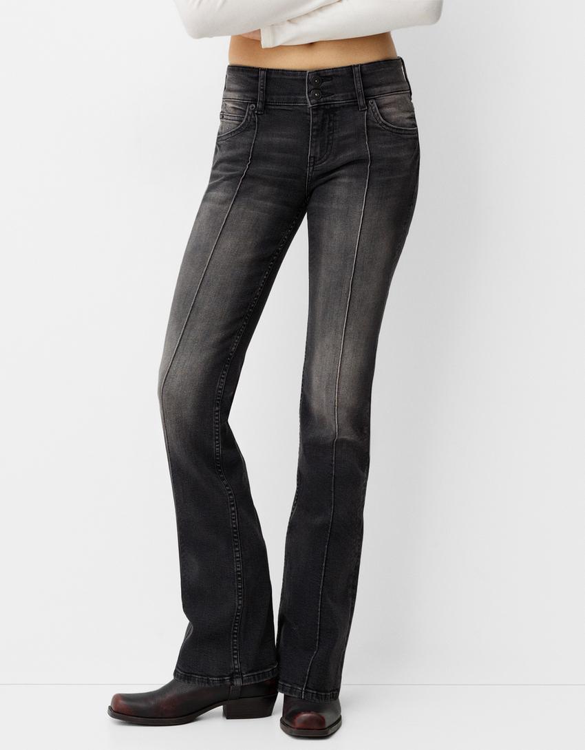 Low-rise bootcut jeans-Black-1