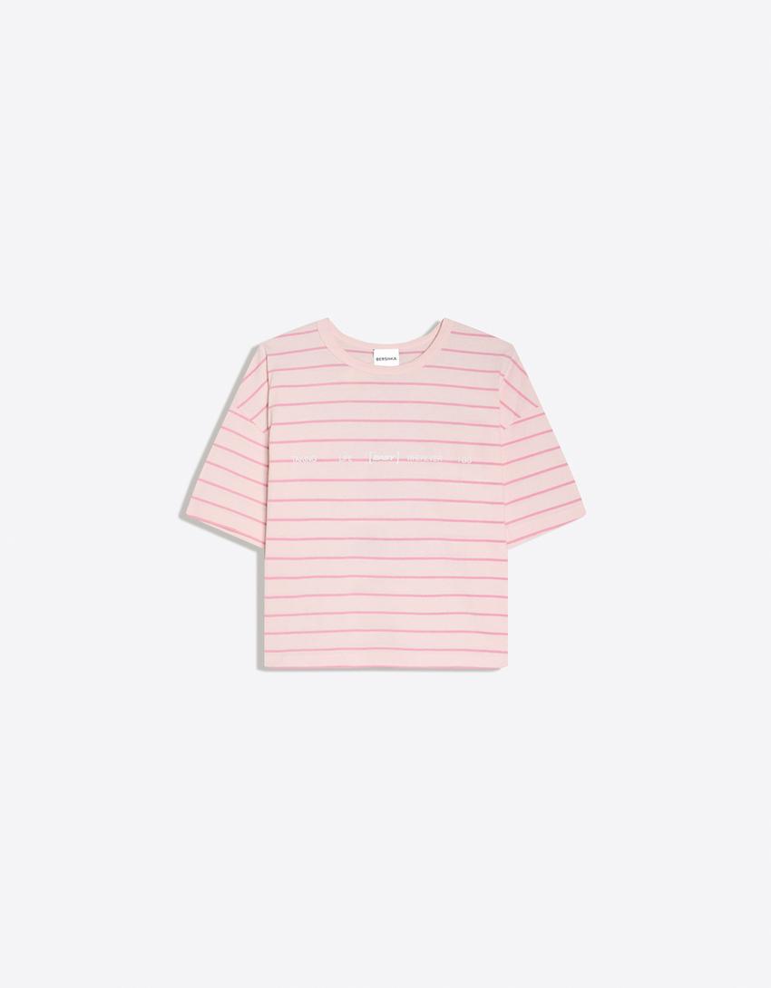 Oversize T-Shirt mit Print-Rosa