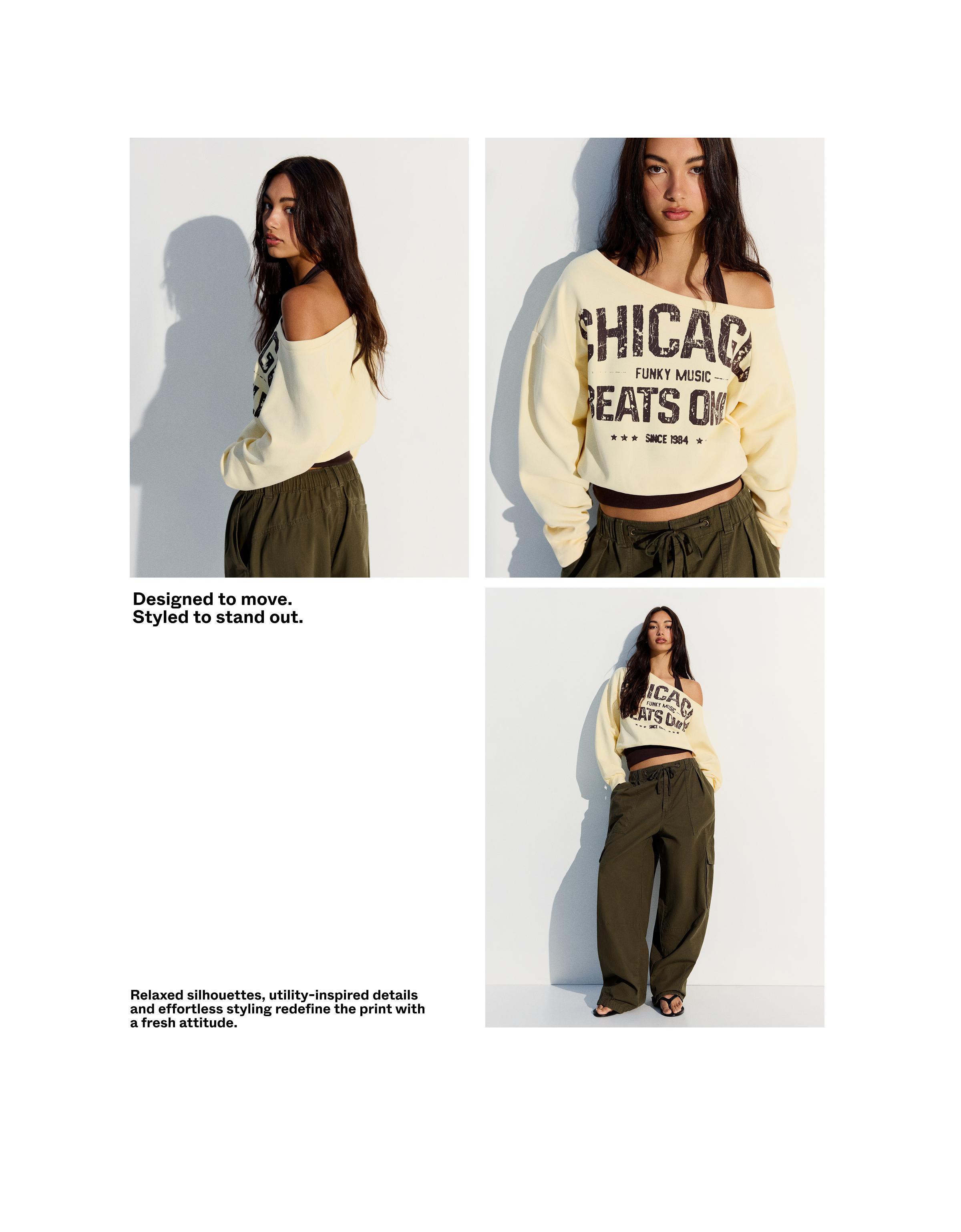 Double asymmetric neck sweatshirt — Yellow