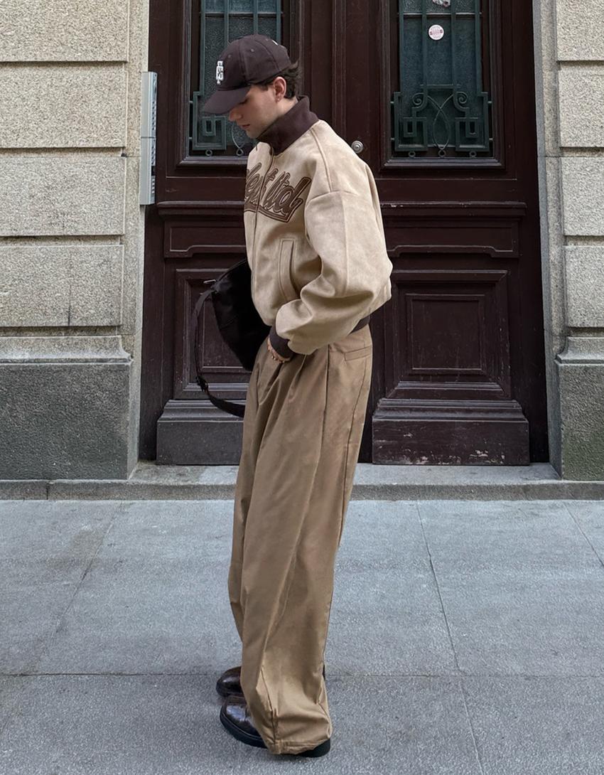 Faux suede jacket-Beige
