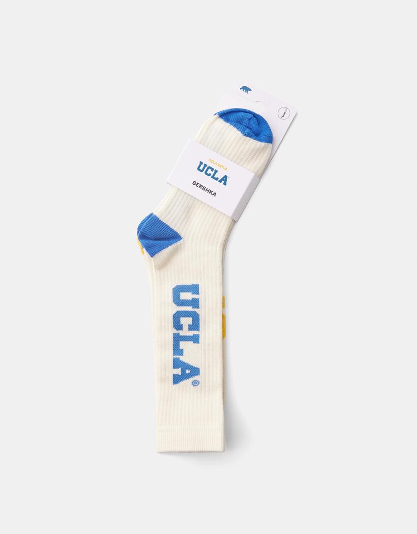 طقم من 2 جوارب بطبعة UCLA-بيج-1