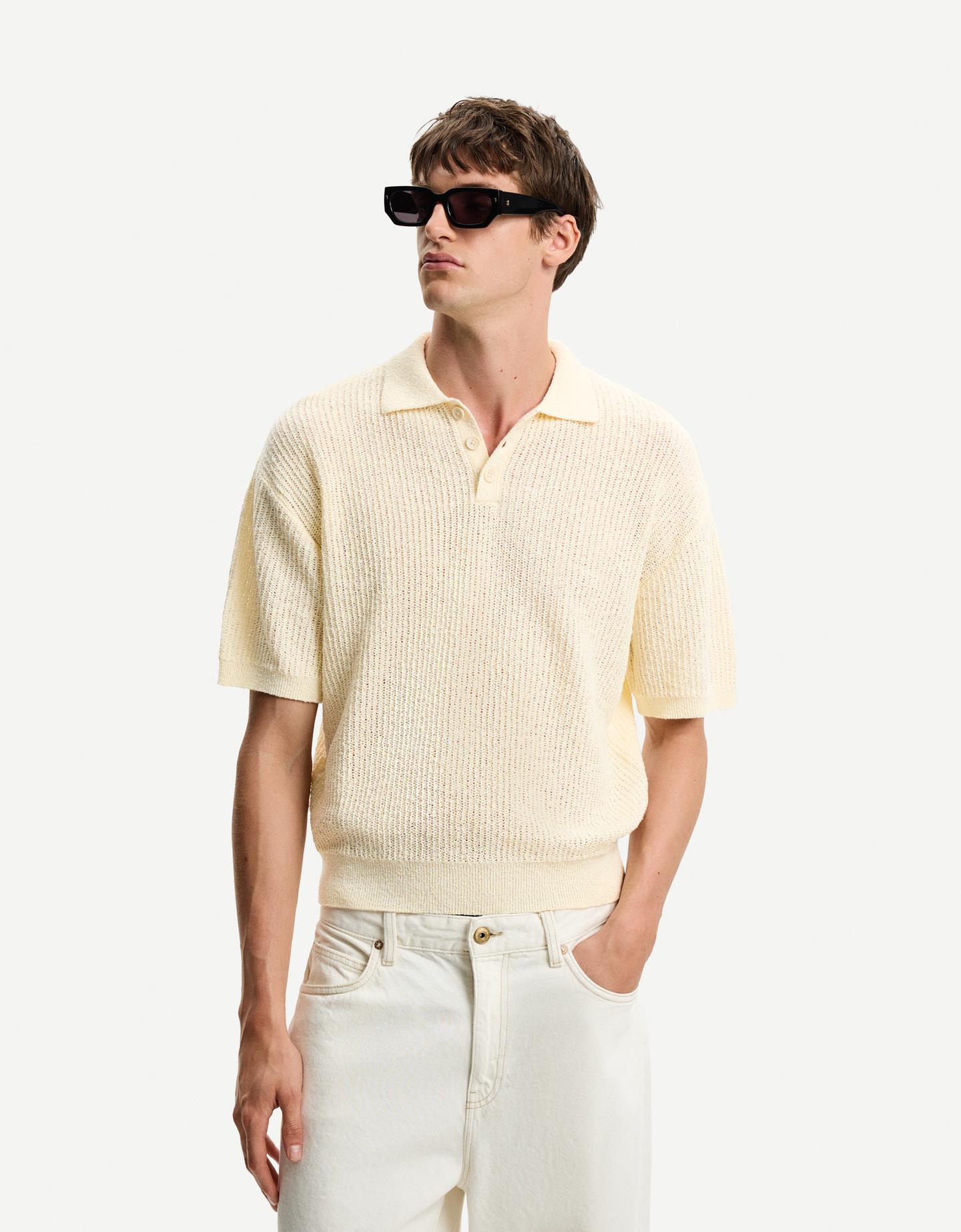 Bershka Polo Rústico Hombre Xl Crudo