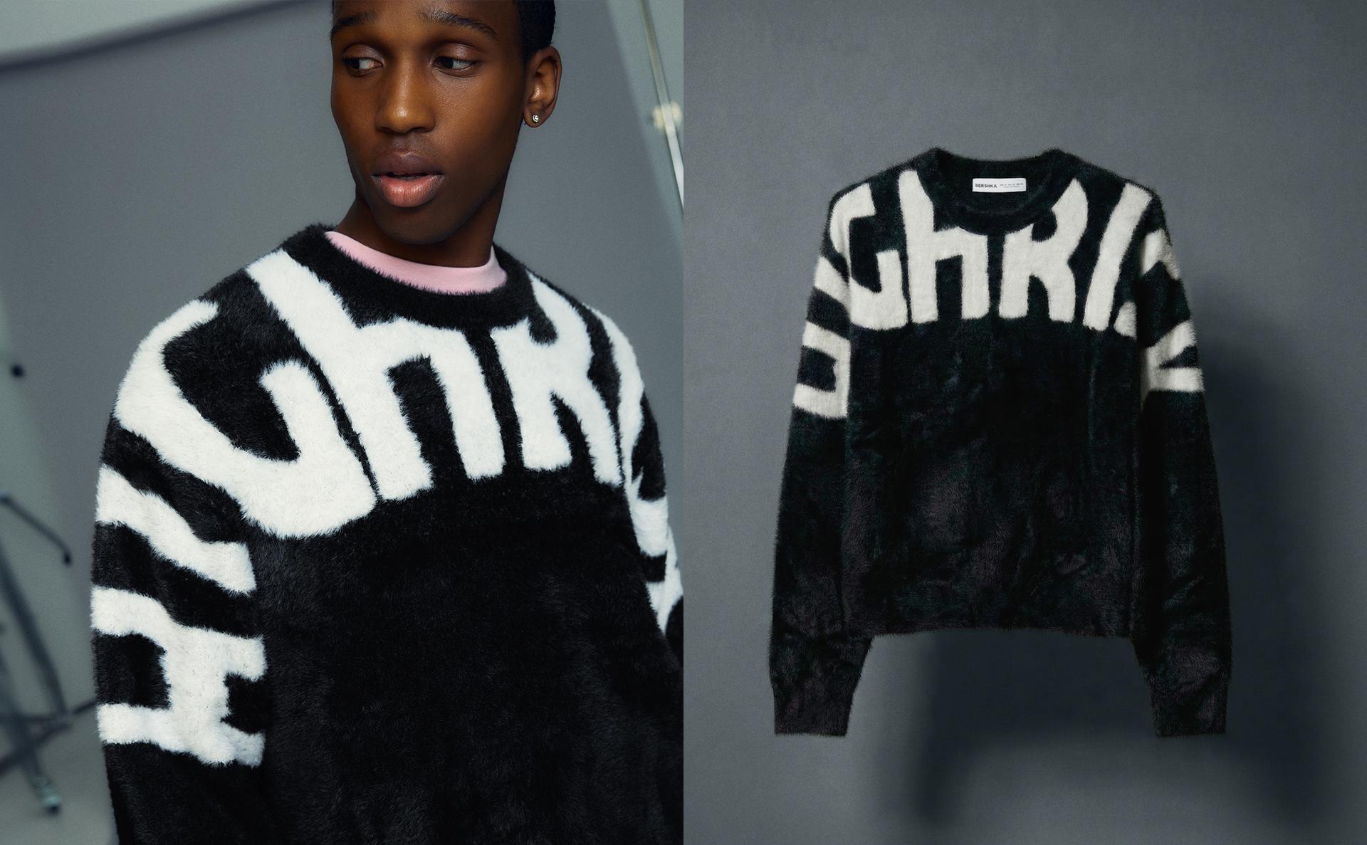 Faux fur print jumper