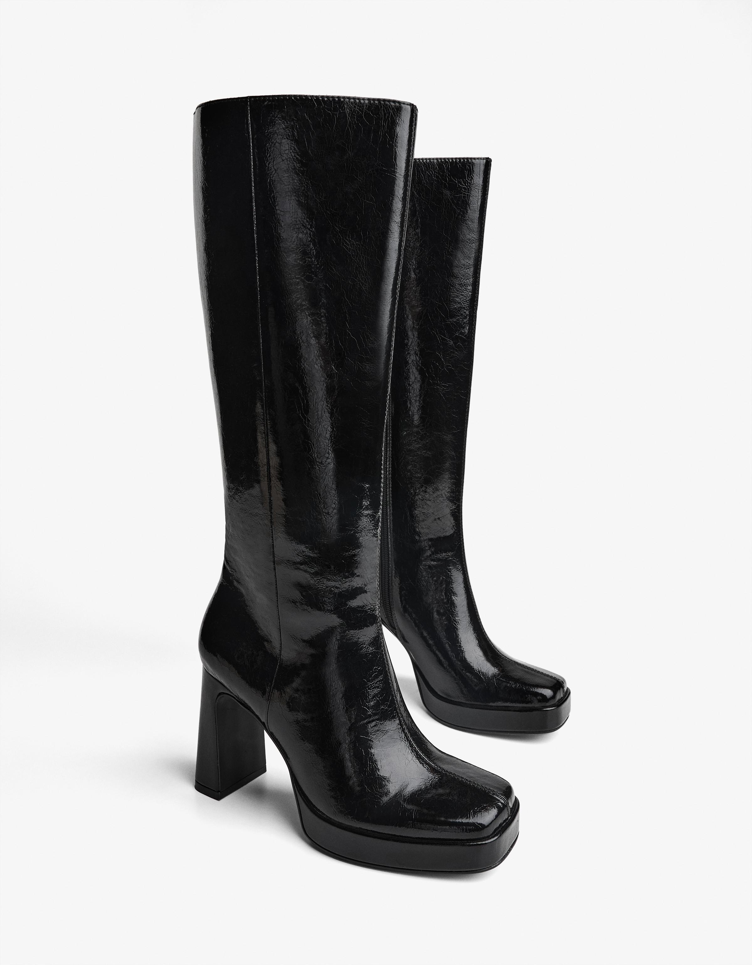 Platform heel boots — BLACK