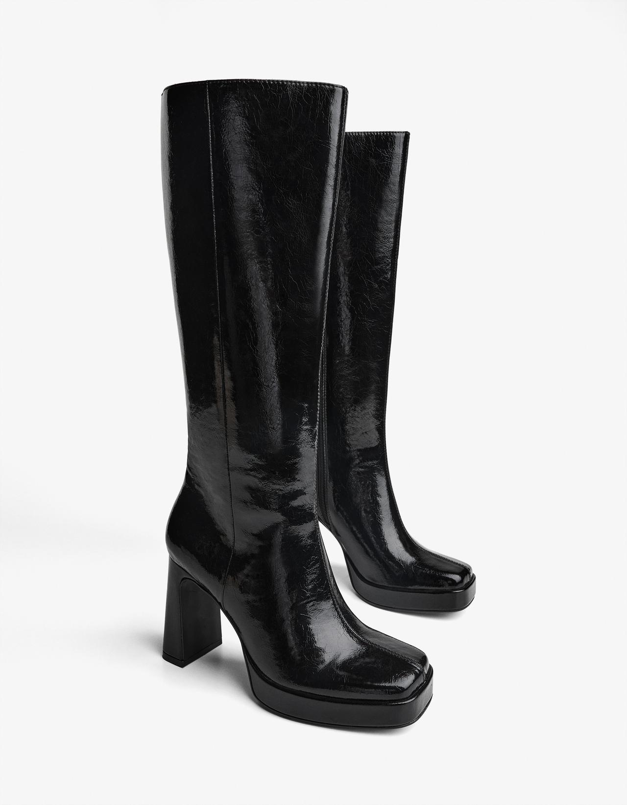 Platform heel boots — BLACK