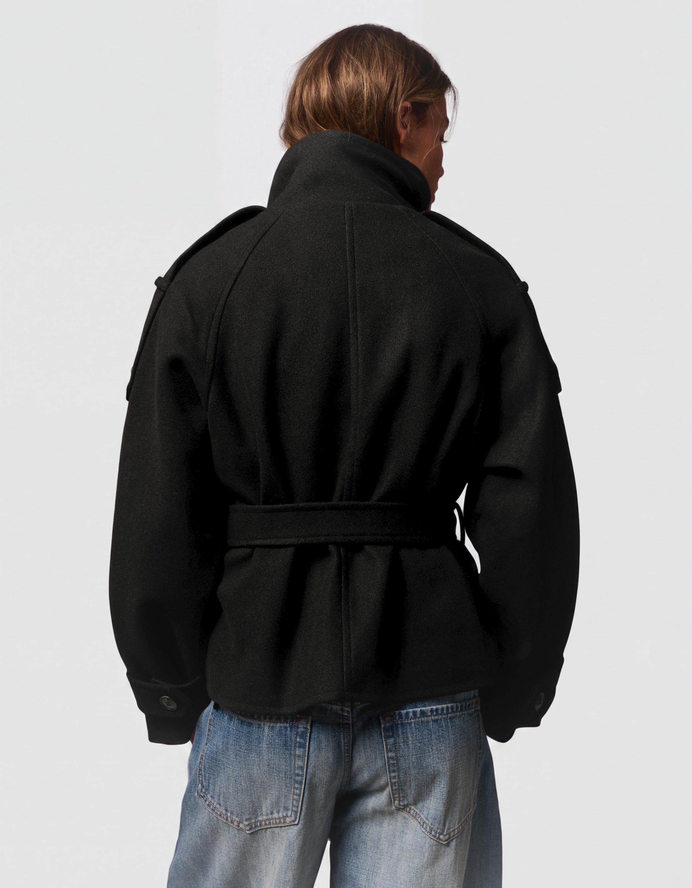 Funnel neck trench jacket — Black