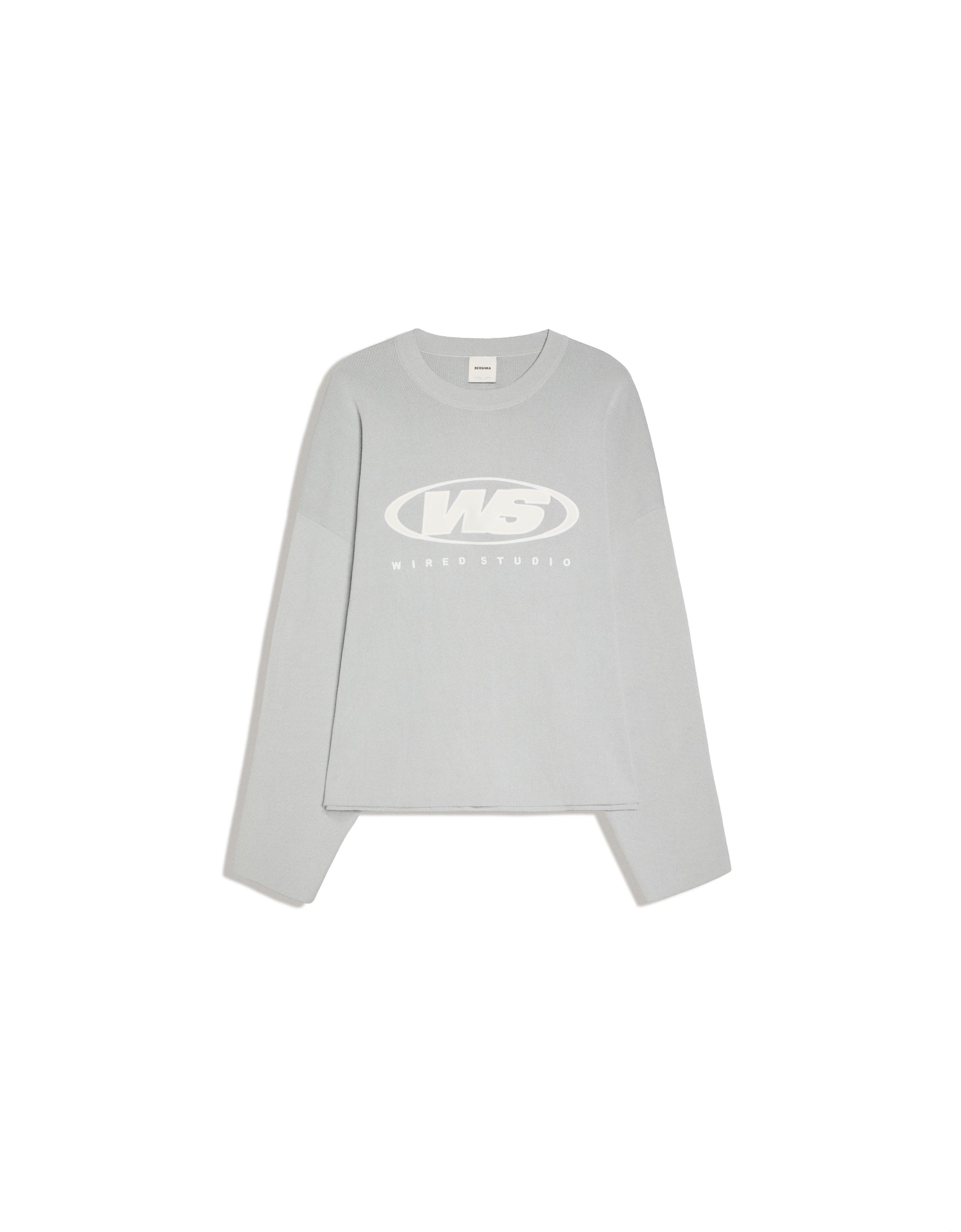 Printed round neck jumper — Grey
