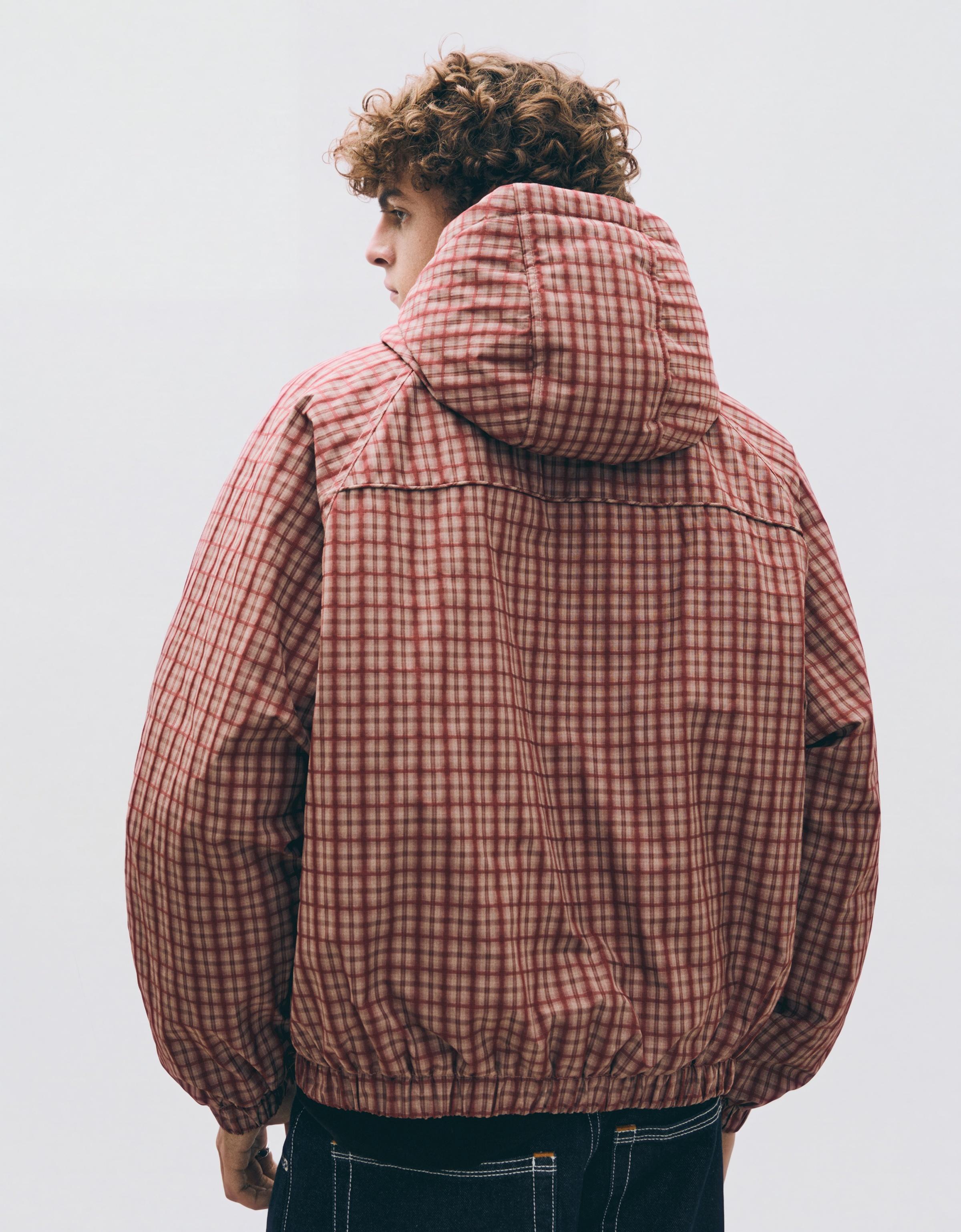 Hooded check jacket — Dark Orange