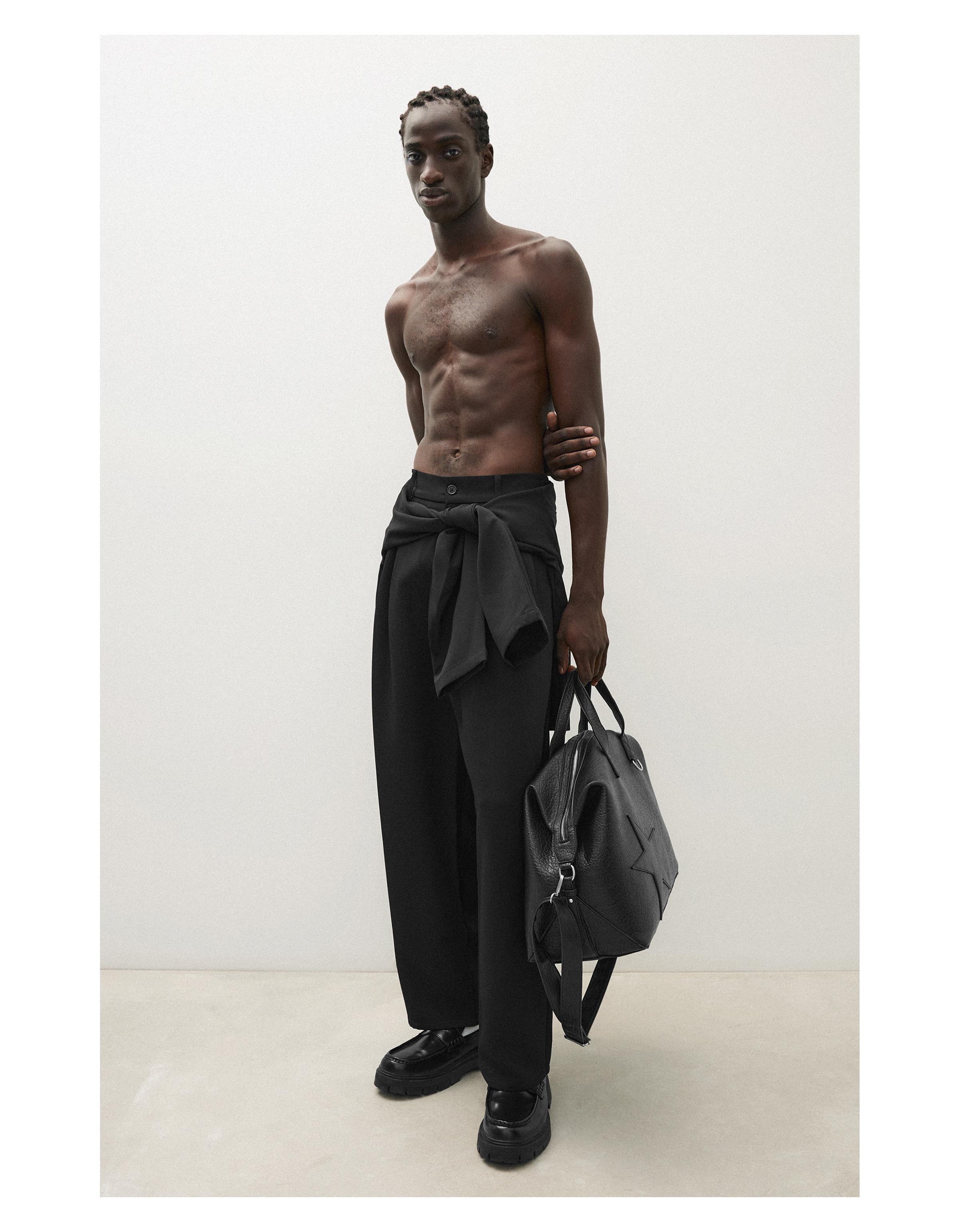 Star leather effect travel bag — Black
