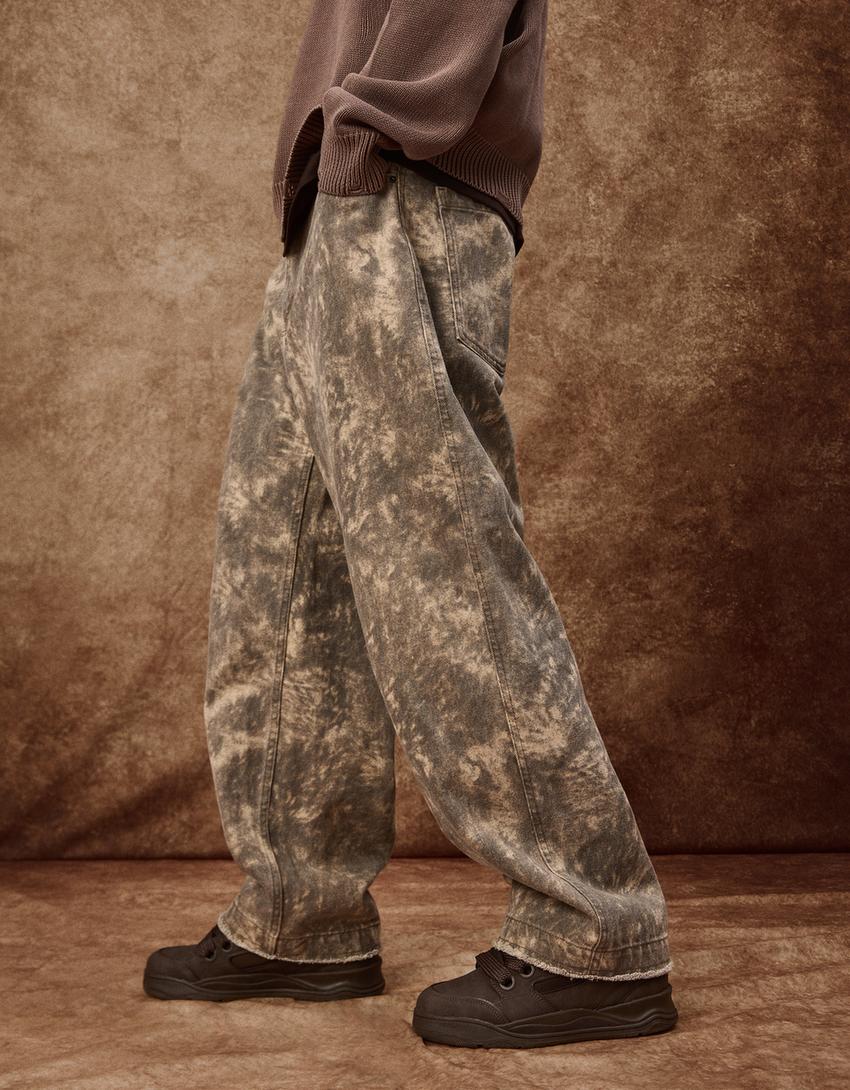 Studded print trousers-Brown