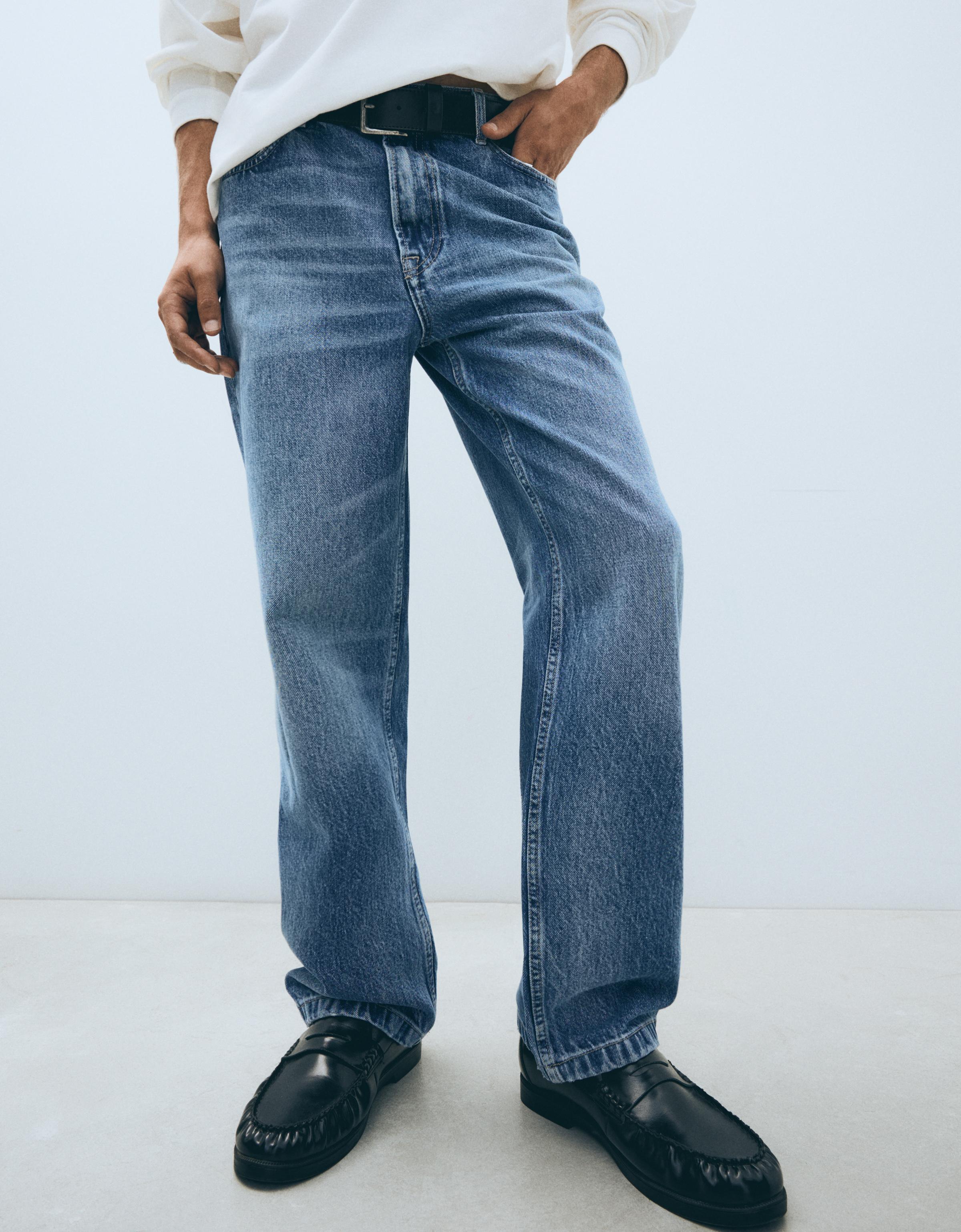 Straight wide-leg jeans — Light blue