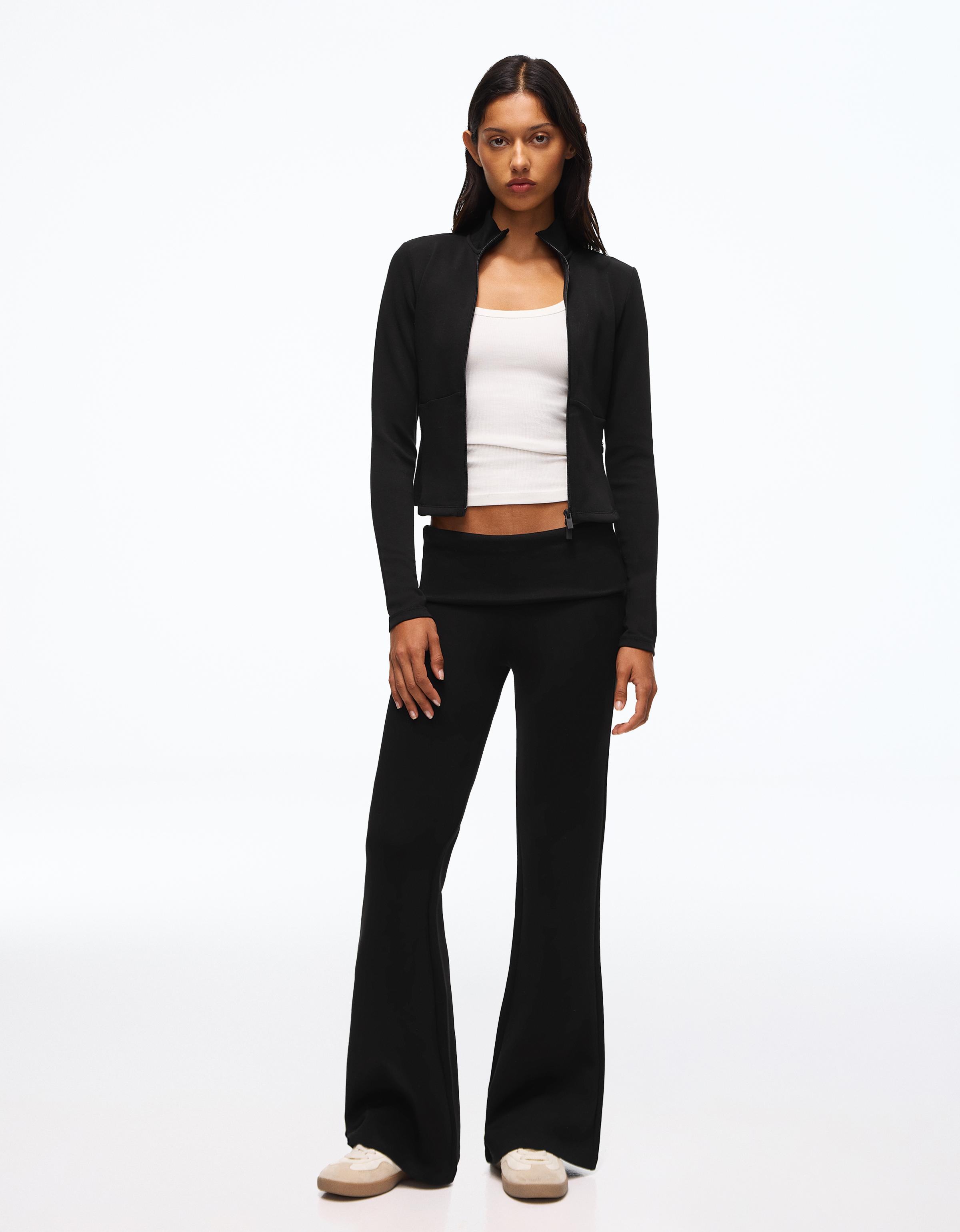 Flared modal trousers — Black