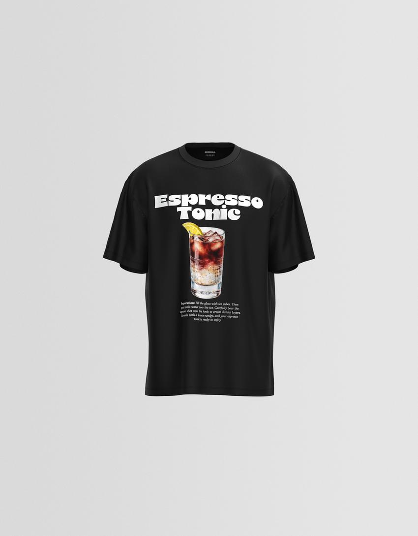 T-shirt manches courtes imprimé-Noir