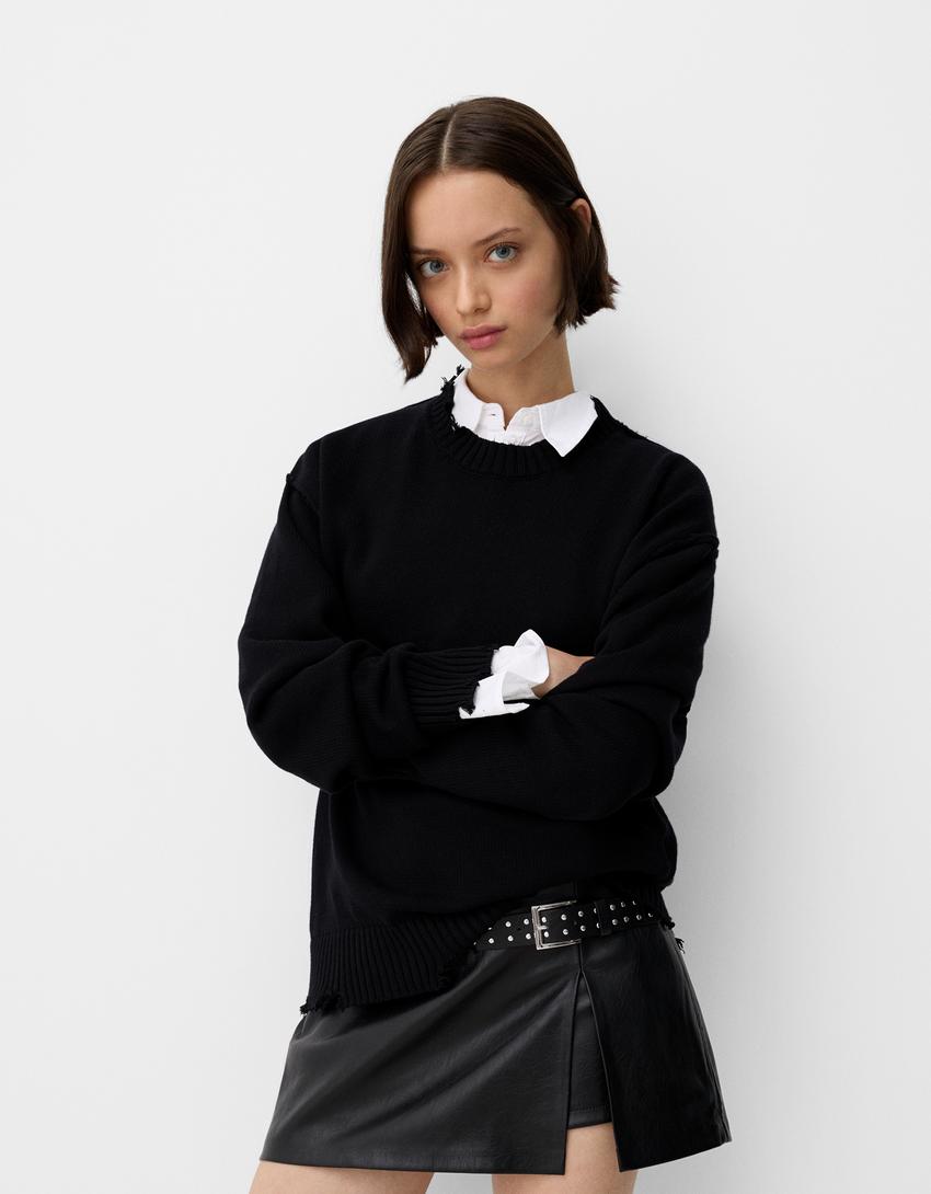 Faux leather mini skirt - Women | Bershka