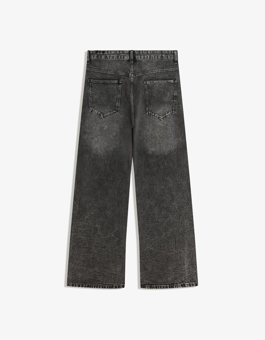 Calças flare tachas-Cinzento-escuro