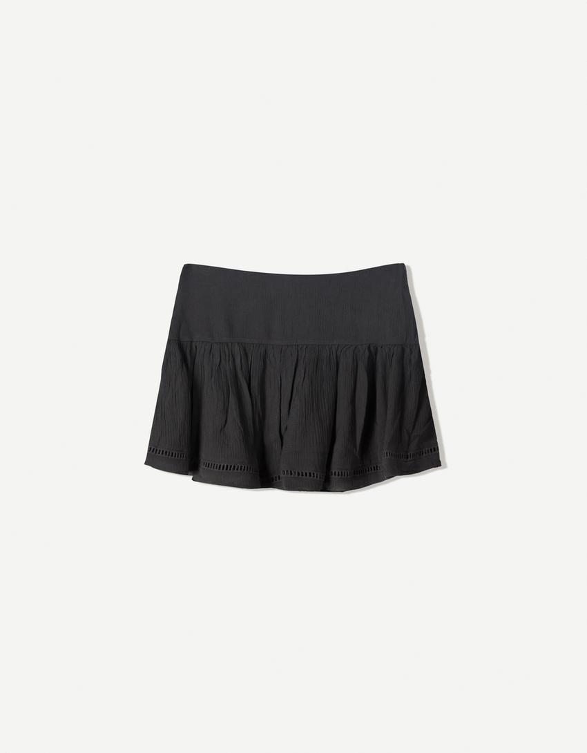 Textured mini skirt-Dark grey-5