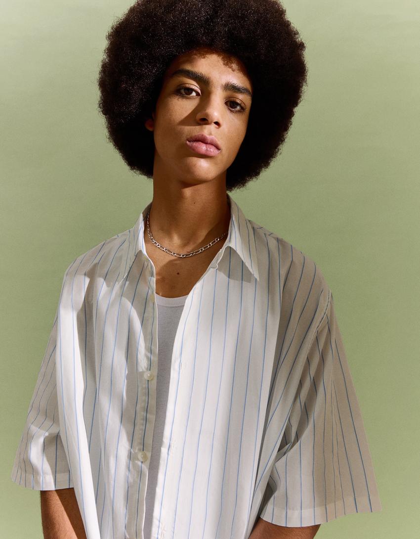 Short sleeve boxy fit shirt-White-3