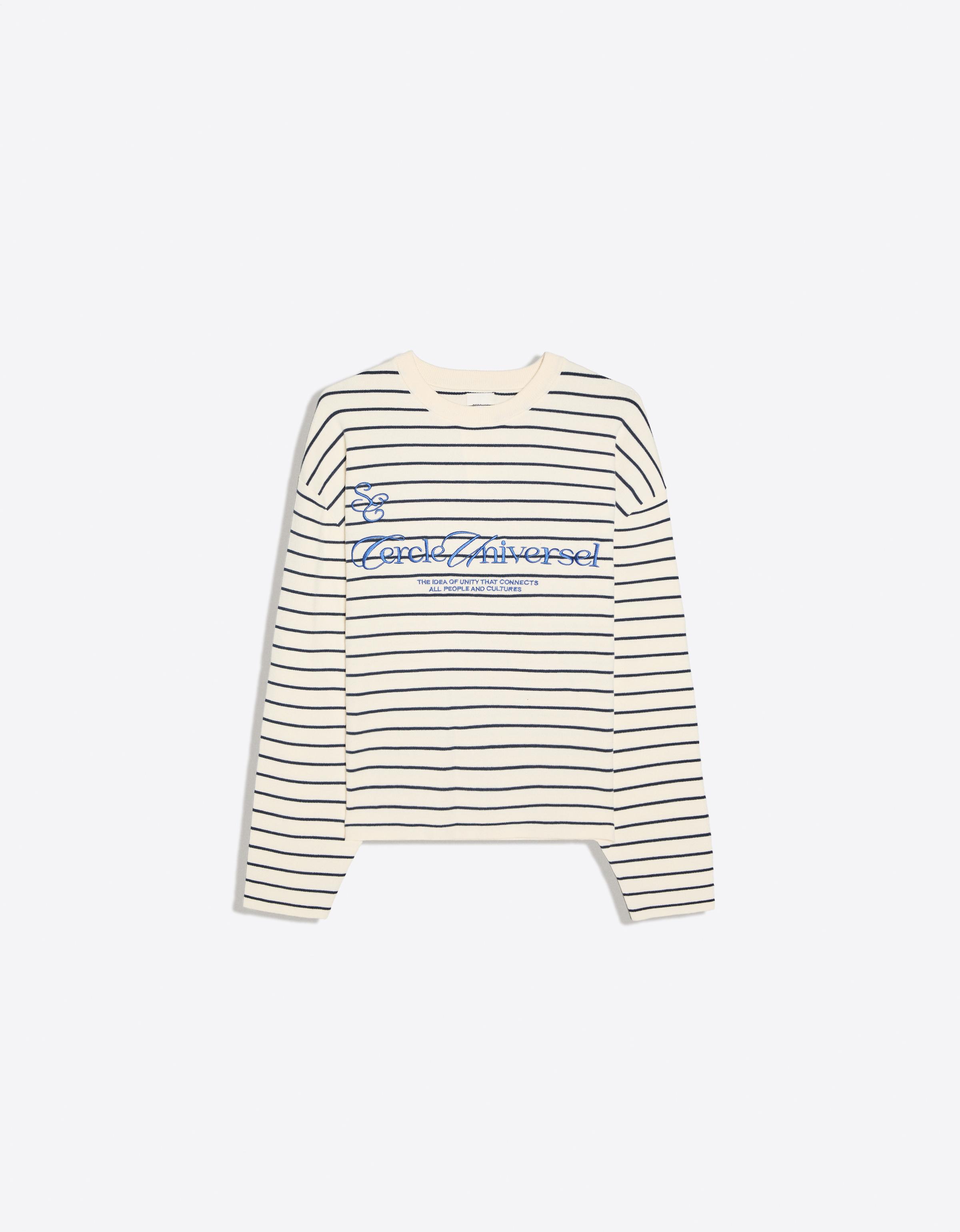 Embroidered round neck jumper — Cream