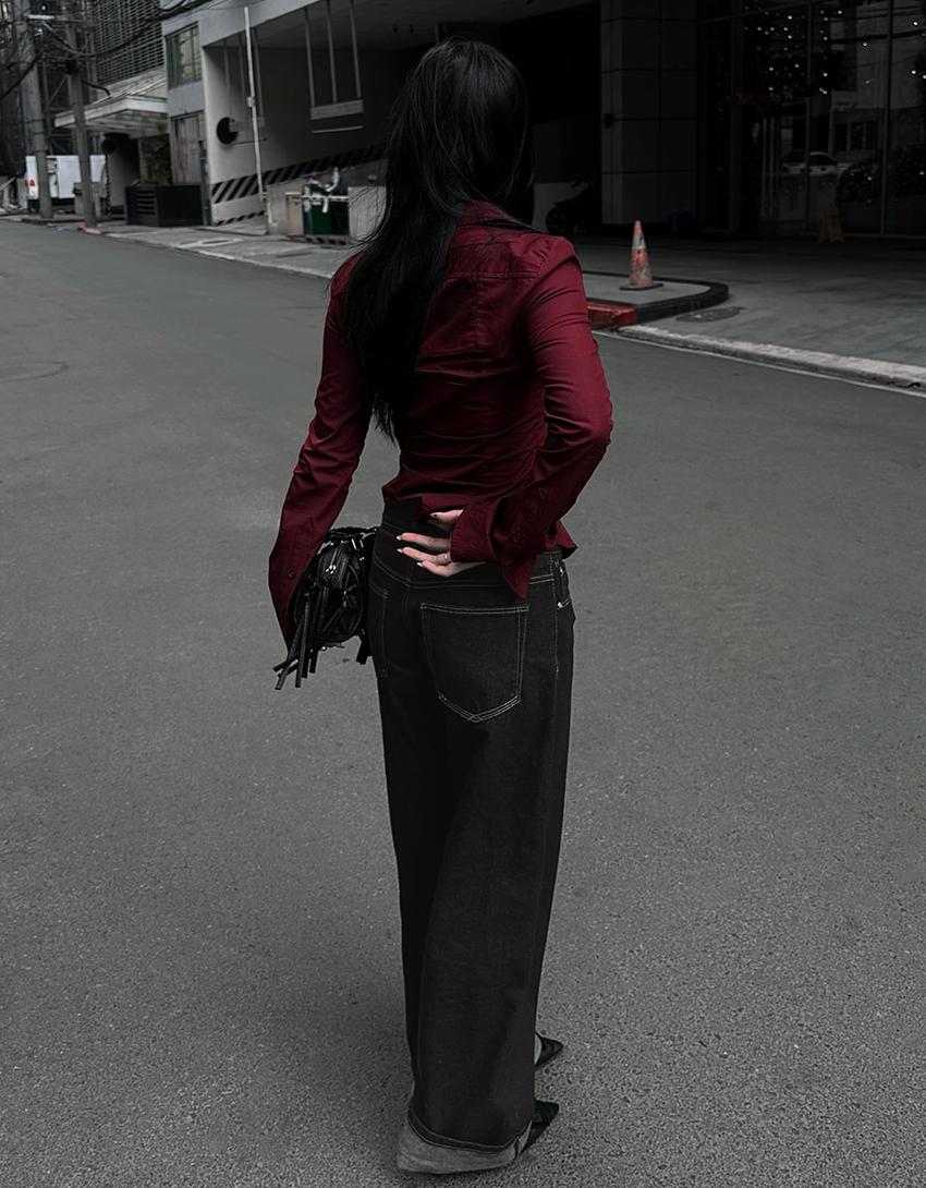 Low-rise boyfriend jeans-Dark grey