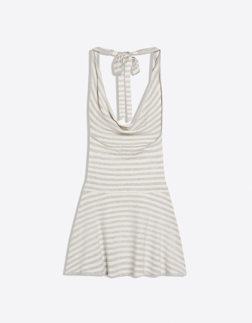 Draped mini dress-Cream