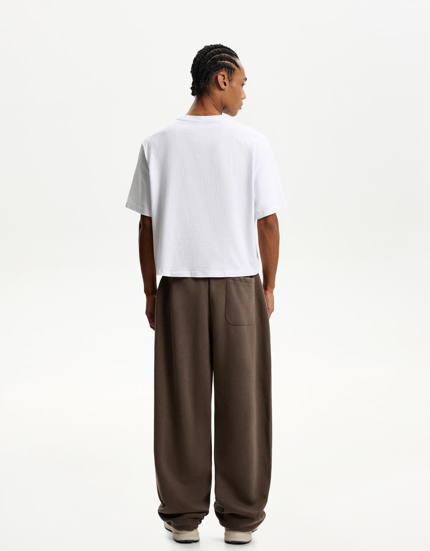 Pantalon balloon molleton-Marron