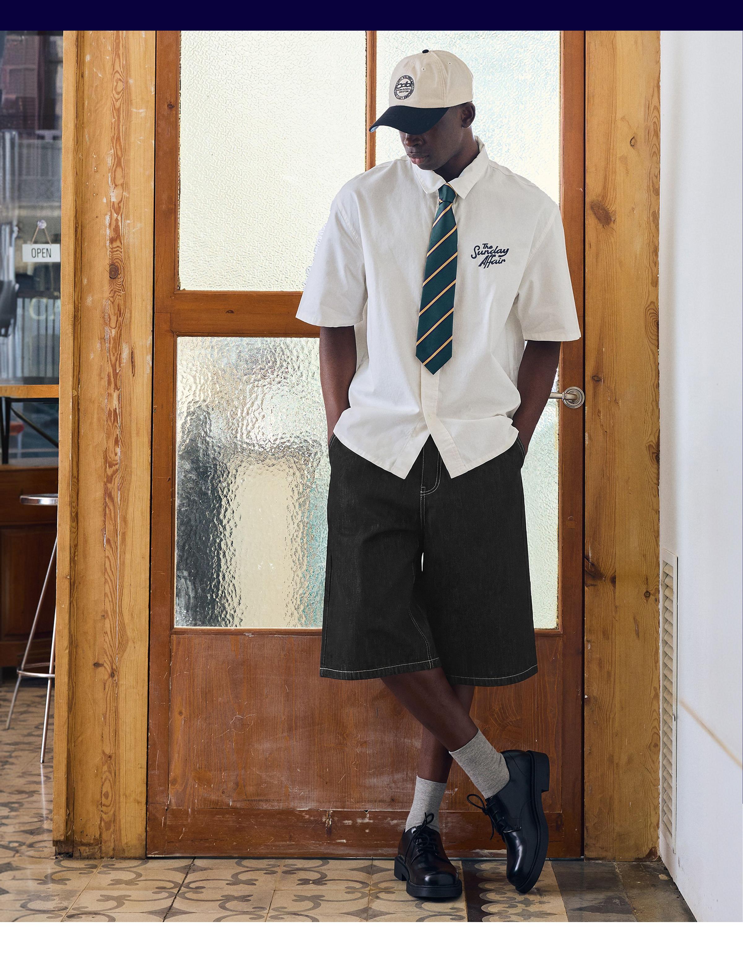 Super baggy denim Bermuda shorts — Black