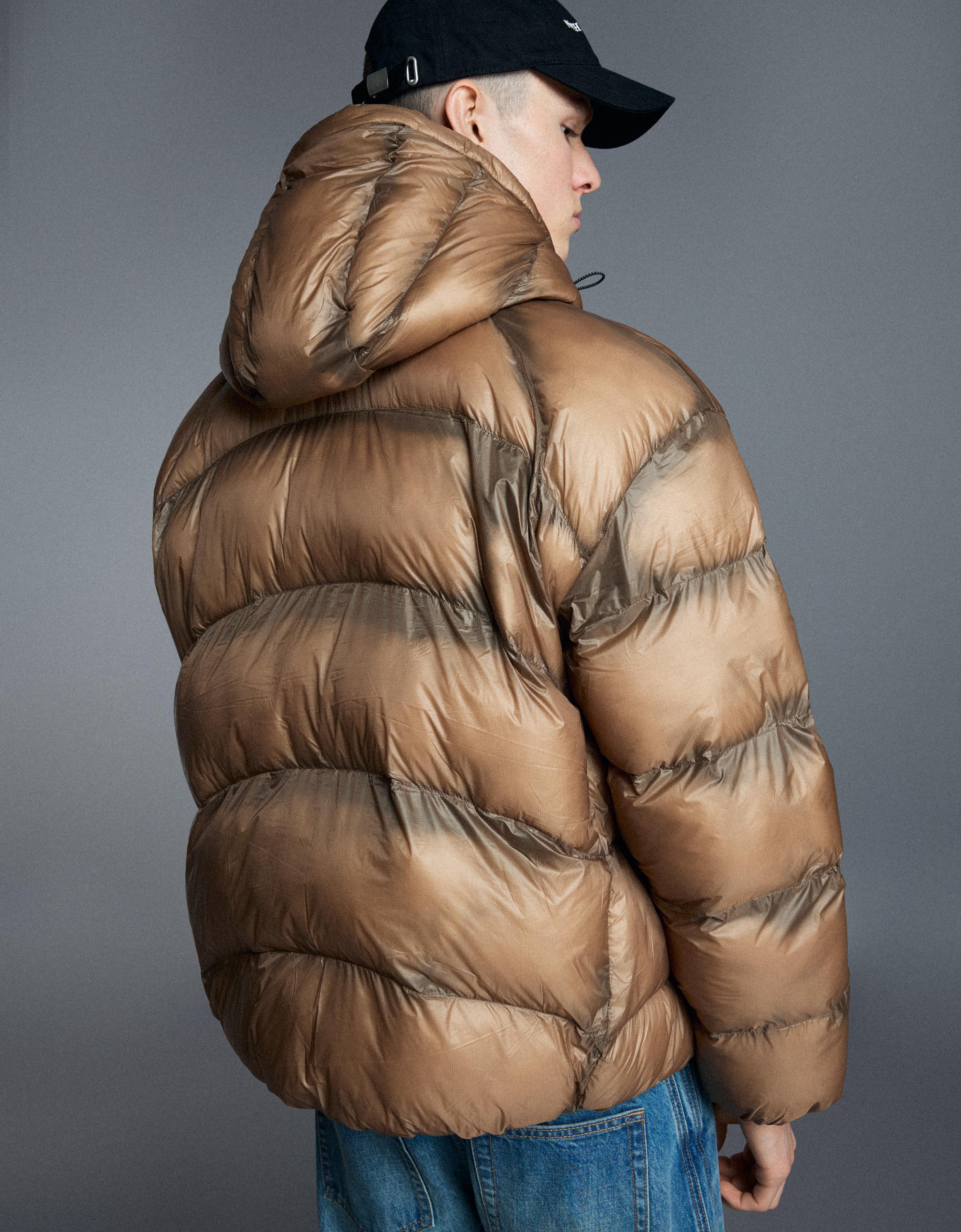 Quilted translucent-effect jacket — Camel
