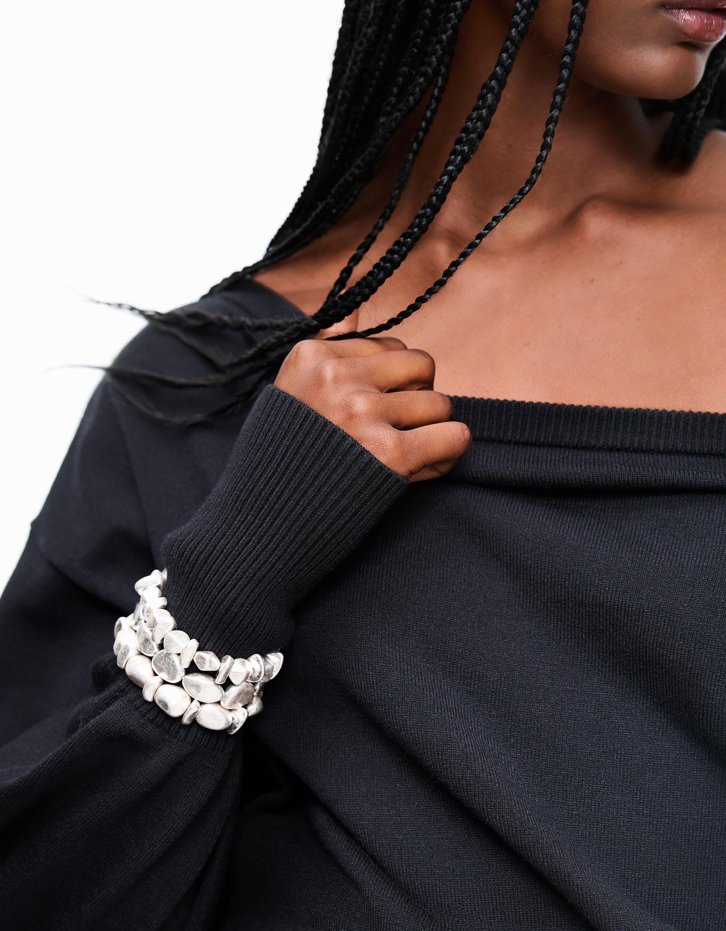 Bershka 3er-Pack Armbänder Mit Steinen Damen Silber